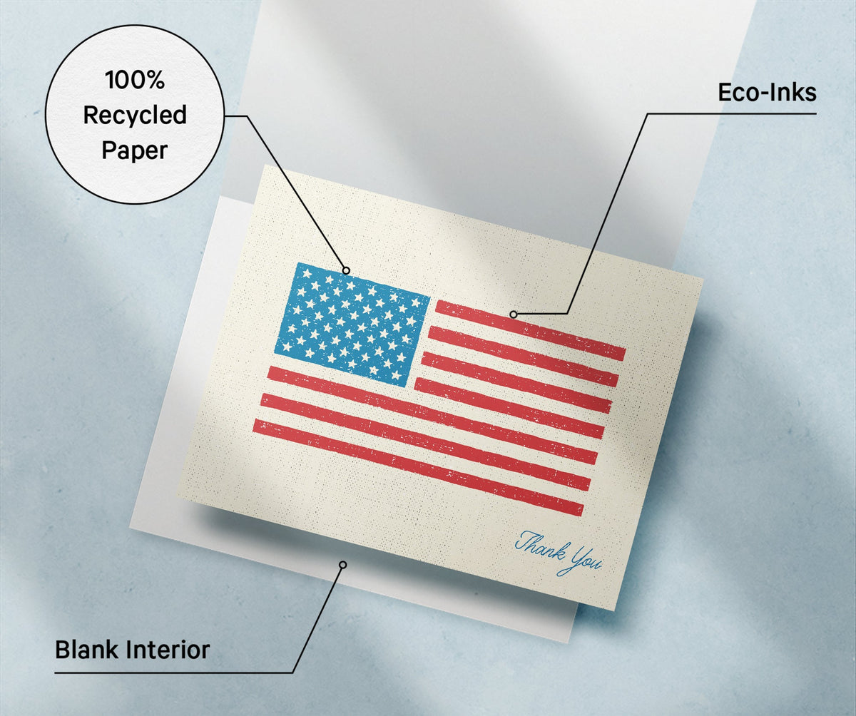 American Salute Patriotic Thank You Cards, set of 12 with envelopes, Twigs Paper - view 6