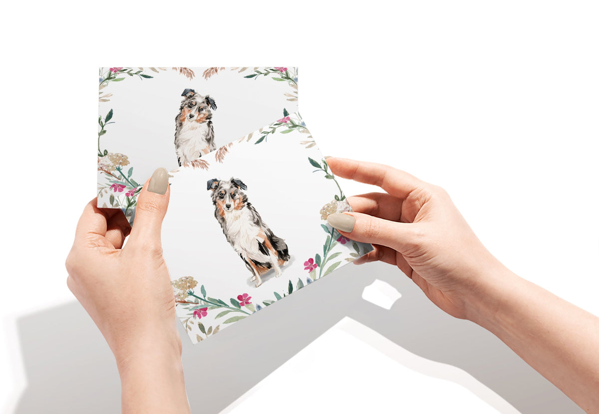 Australian Shepherd Watercolor Dog Greeting Cards, set of 12 with envelopes, Twigs Paper - view 5