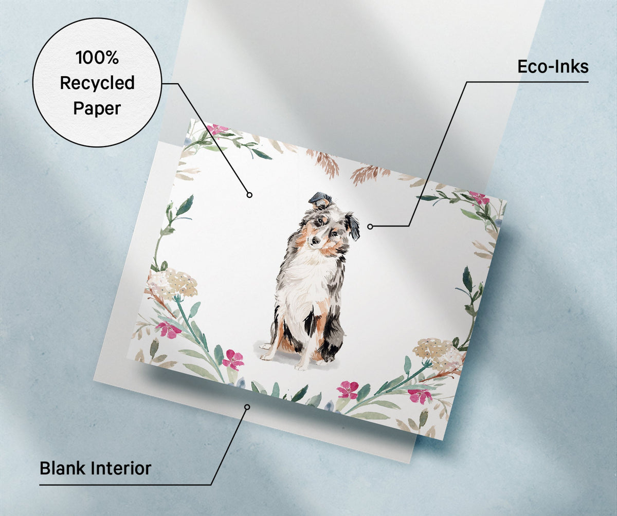 Australian Shepherd Watercolor Dog Greeting Cards, set of 12 with envelopes, Twigs Paper - view 6