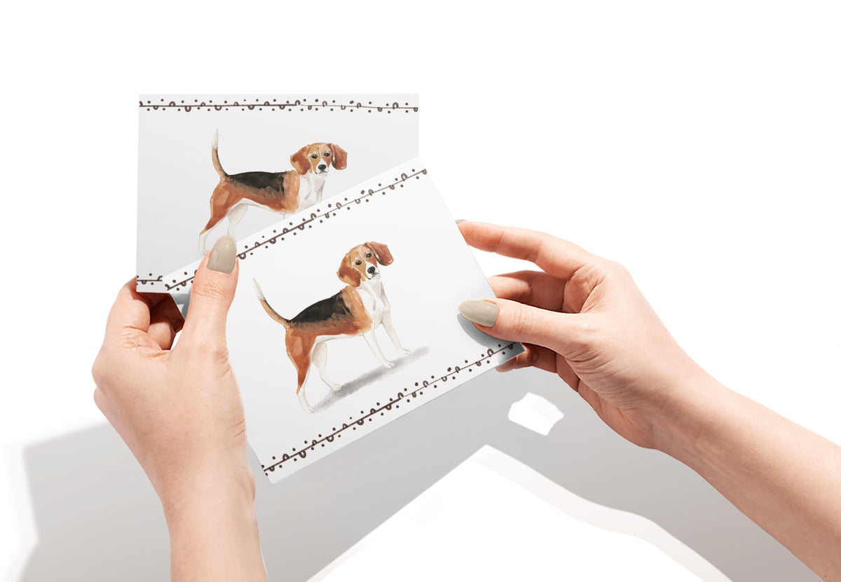 Beagle Watercolor Dog Greeting Cards, set of 12 with envelopes, Twigs Paper - view 5