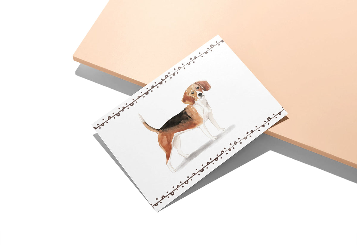 Beagle Watercolor Dog Greeting Cards, set of 12 with envelopes, Twigs Paper - view 4
