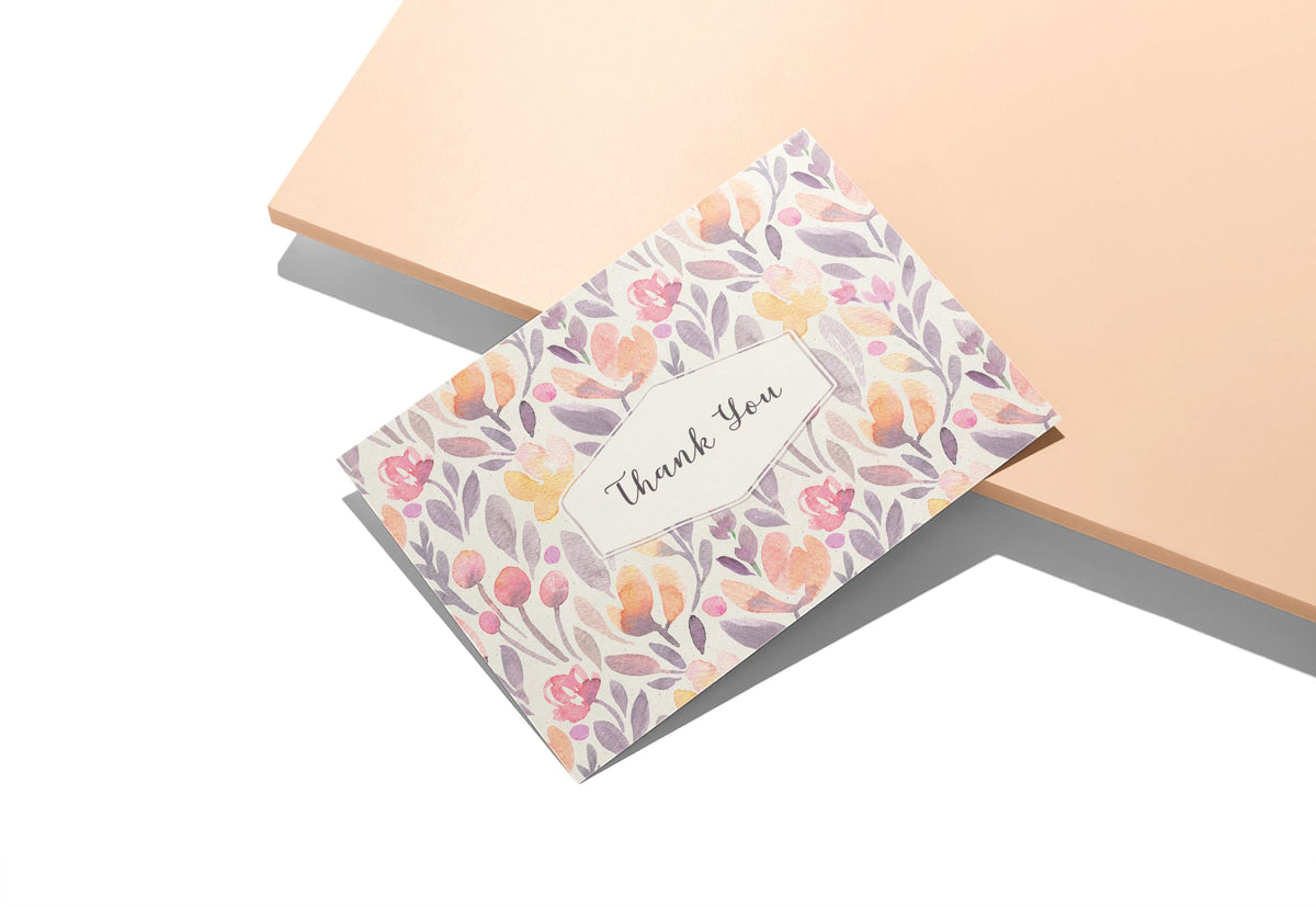 Blossom Bliss Watercolor Flower Thank You Cards, set of 12 with envelopes, Twigs Paper - view 7