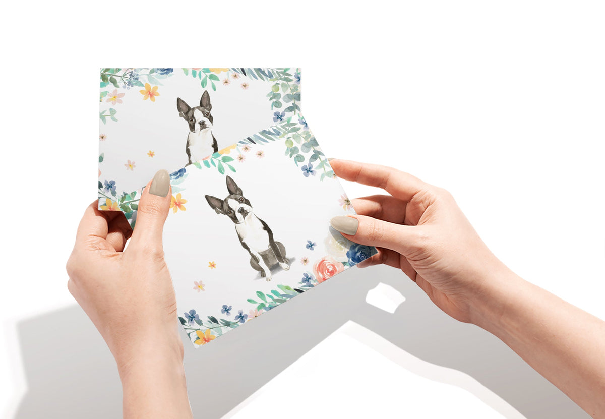 Boston Terrier Watercolor Dog Greeting Cards, set of 12 with envelopes, Twigs Paper - view 5
