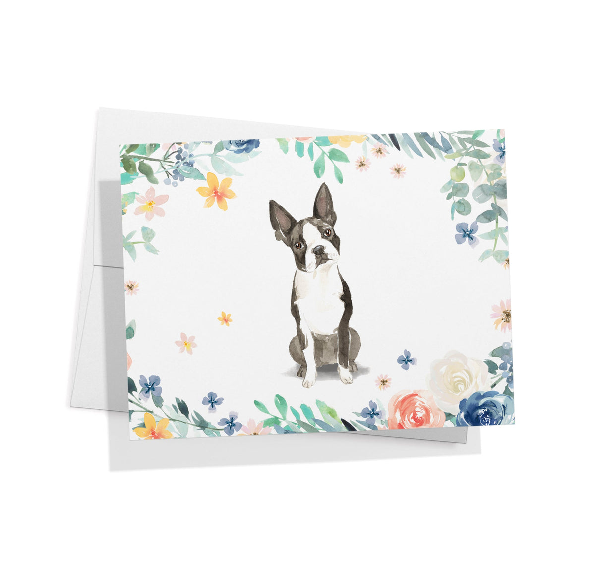 Boston Terrier Watercolor Dog Greeting Cards, set of 12 with envelopes, Twigs Paper - view 2
