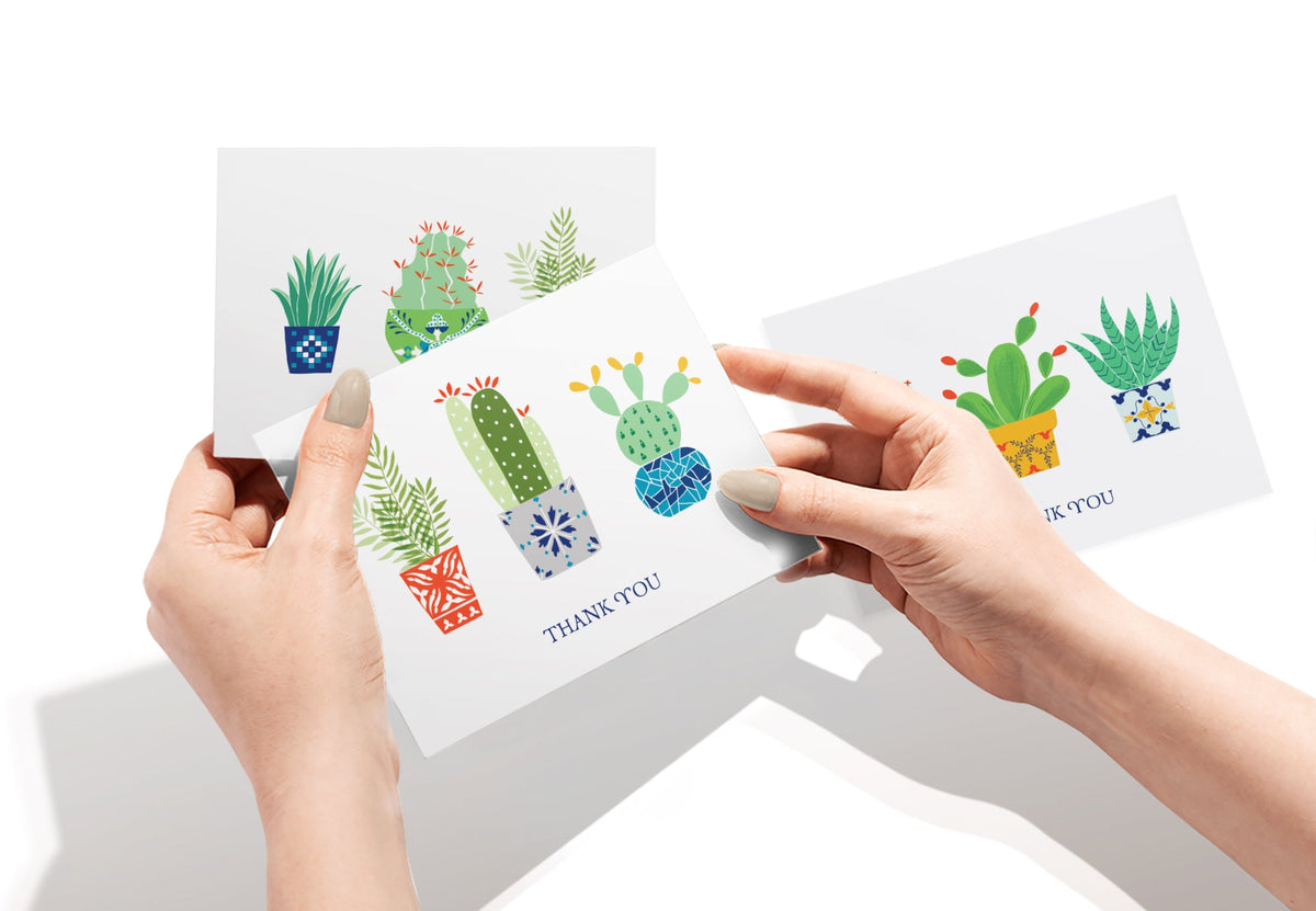 Desert Blooms Succulent Thank You Cards, set of 12 with envelopes, Twigs Paper - view 3