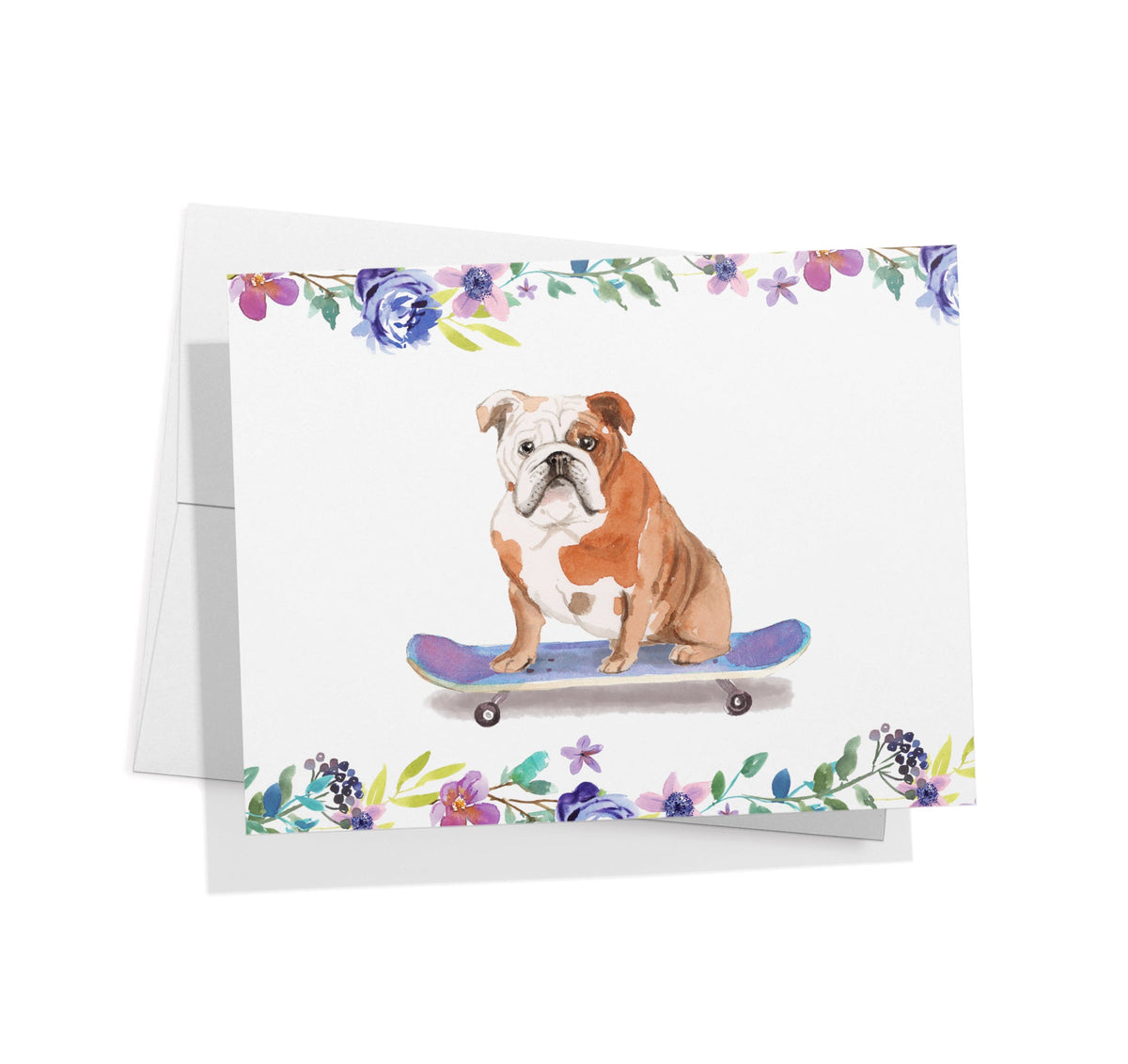 English Bulldog Watercolor Dog Greeting Cards, set of 12 with envelopes, Twigs Paper - view 2