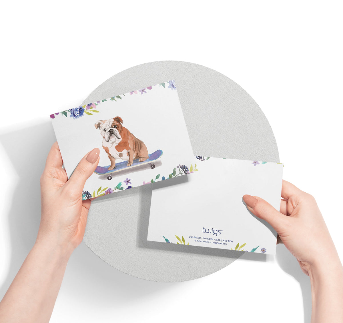 English Bulldog Watercolor Dog Greeting Cards, set of 12 with envelopes, Twigs Paper - view 7