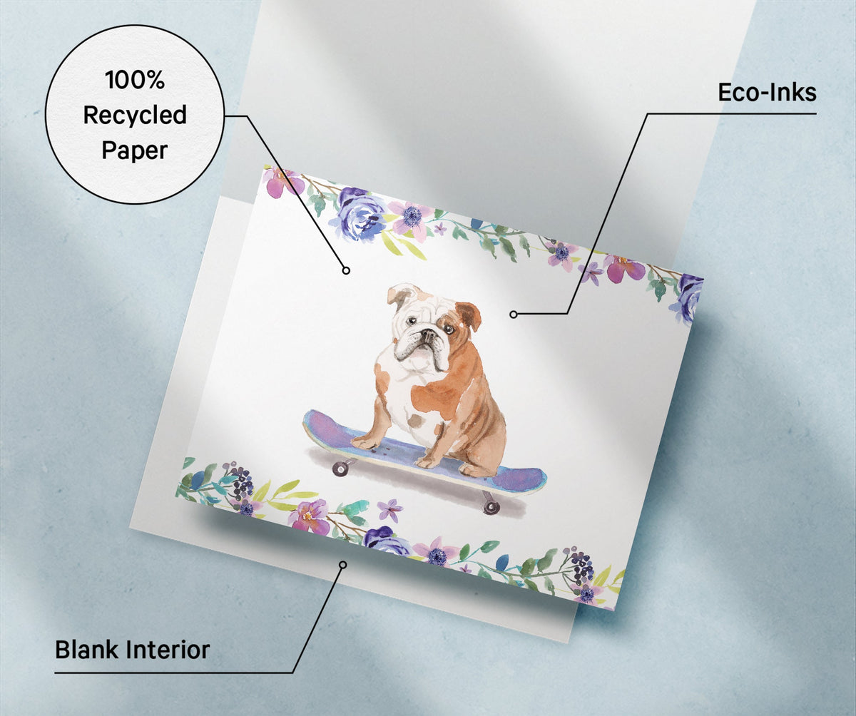 English Bulldog Watercolor Dog Greeting Cards, set of 12 with envelopes, Twigs Paper - view 4