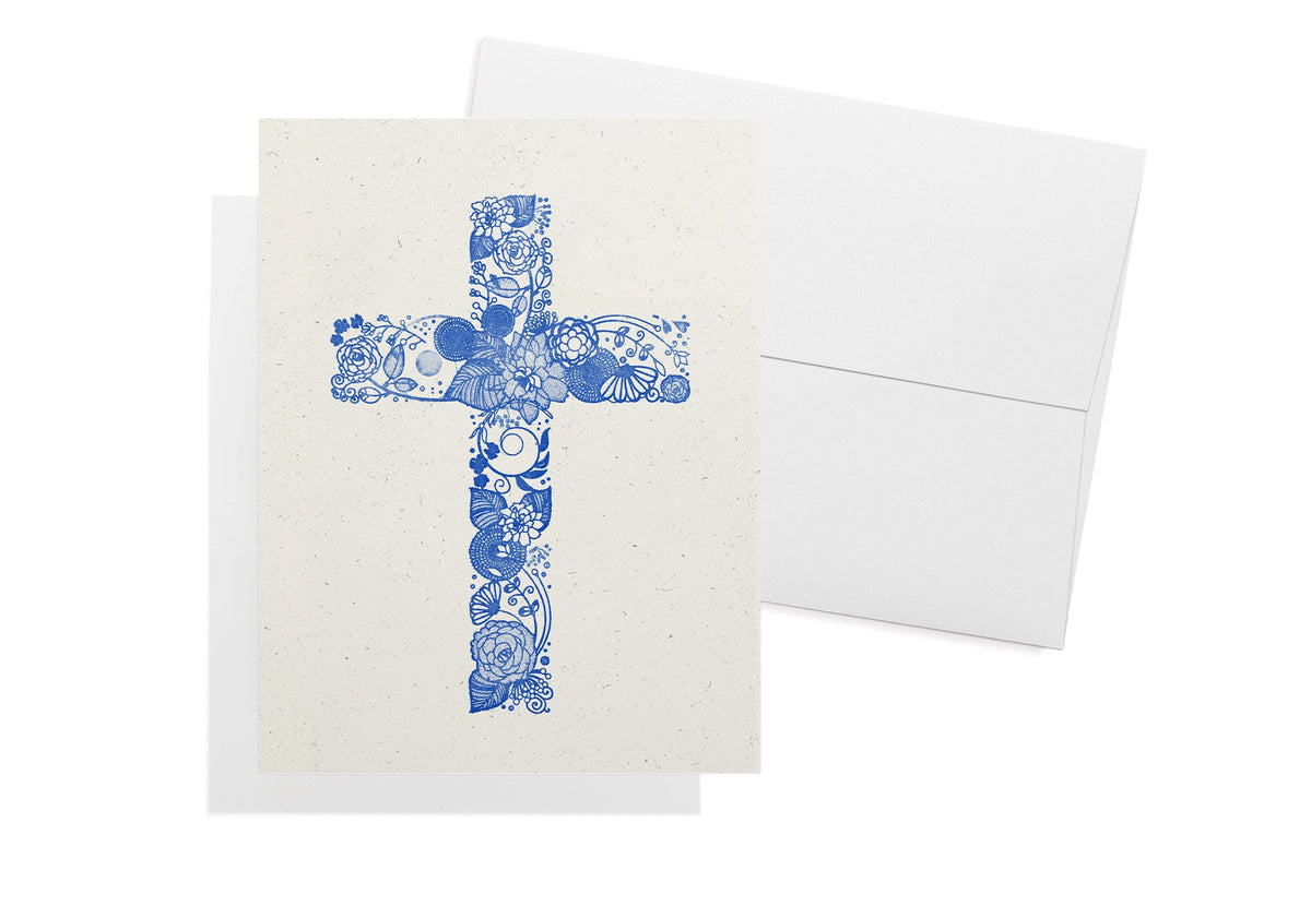 Faithful Blooms Christian Cross Note Cards, set of 12 with envelopes, Twigs Paper - view 3