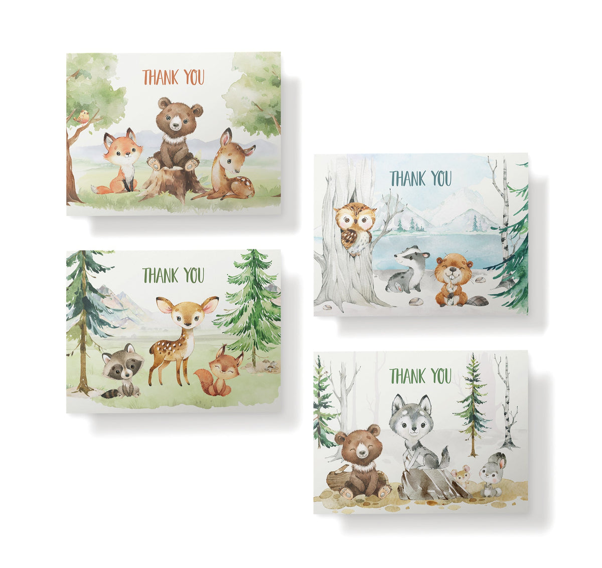 Forest Friends Woodland Animal Thank You Cards, set of 12 with envelopes, Twigs Paper - view 4