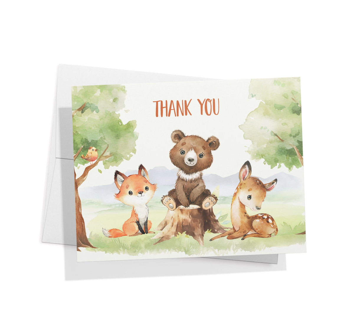 Forest Friends Woodland Animal Thank You Cards, set of 12 with envelopes, Twigs Paper - view 5
