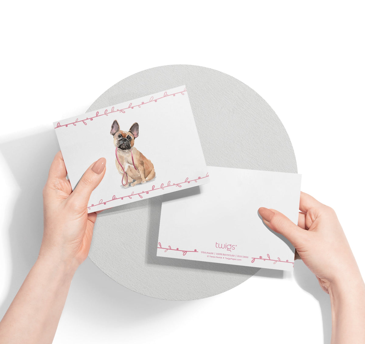 French Bulldog Watercolor Dog Greeting Cards, set of 12 with envelopes, Twigs Paper - view 3