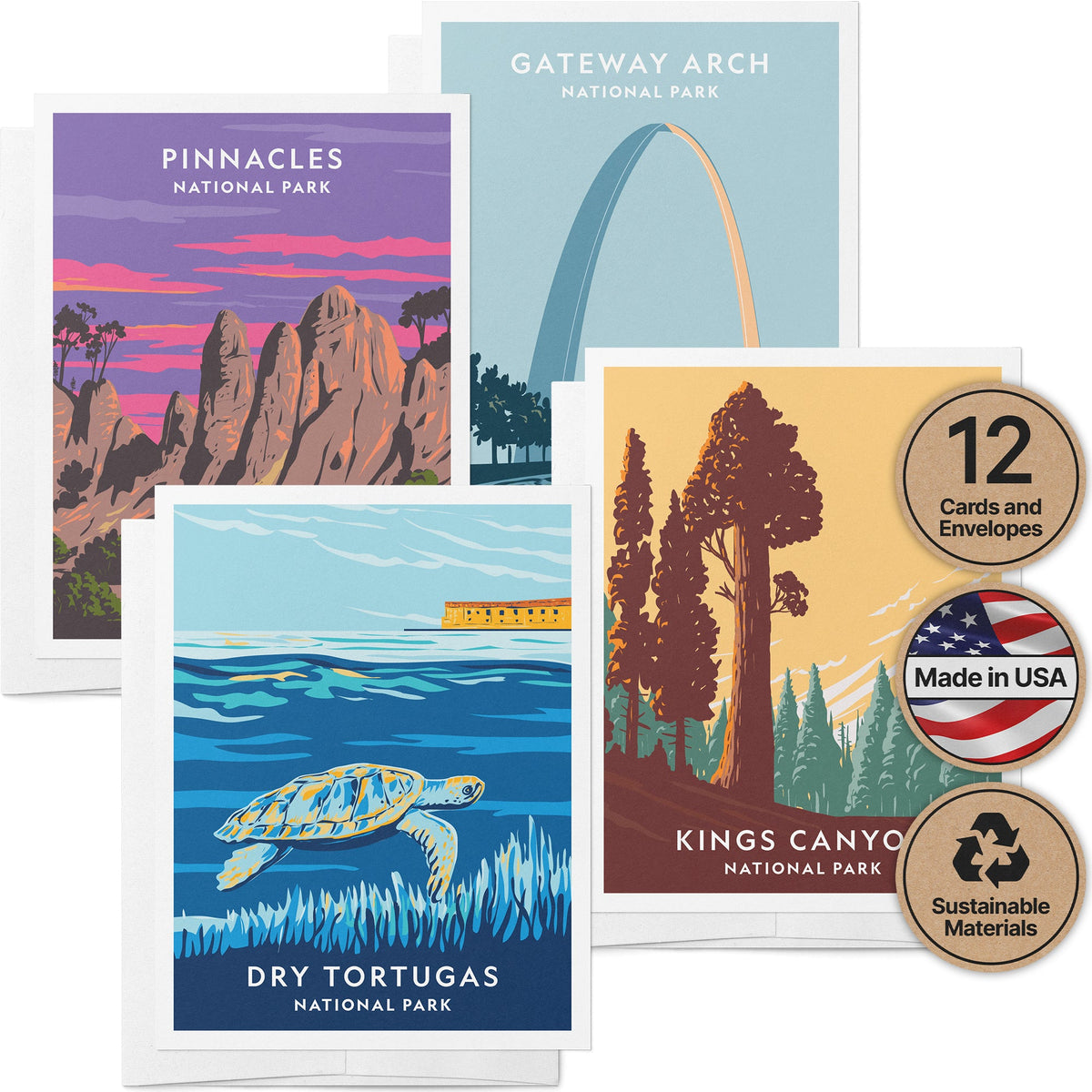 Gateway to Discovery National Park Cards, set of 12 with envelopes, Twigs Paper
