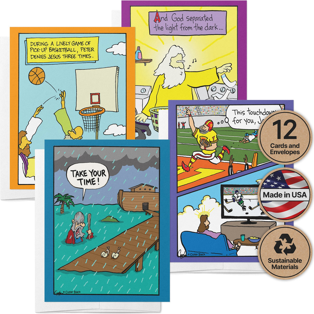 Inherit The Mirth Funny Christian Greeting Cards by Cuyler Black, set of 12, Twigs Paper