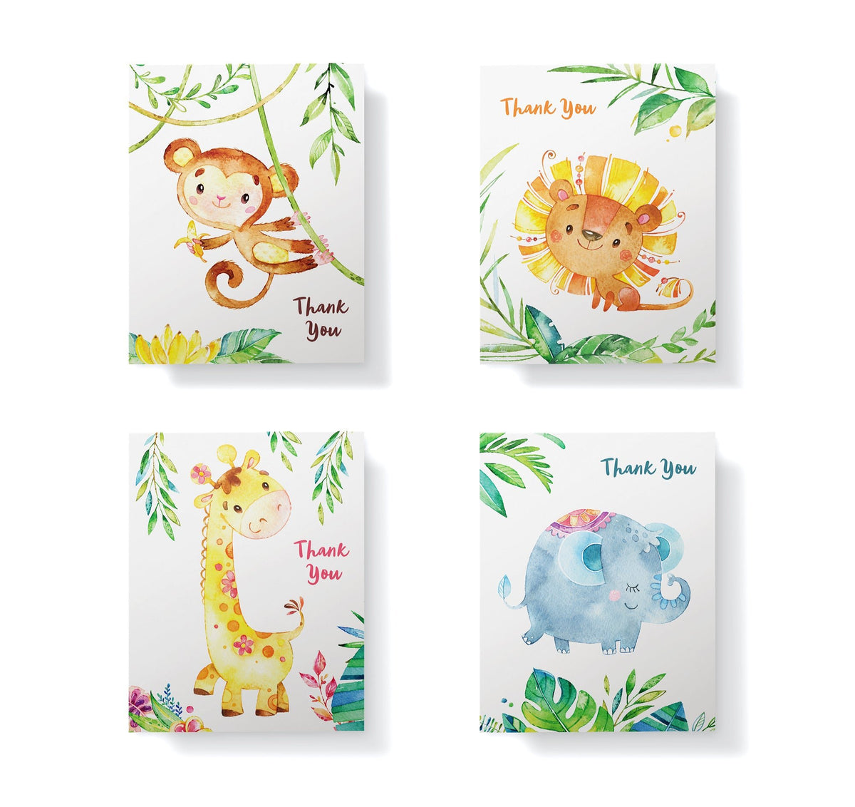 Jungle Jubilee Baby Shower Thank You Cards, set of 12 with envelopes, Twigs Paper - view 4