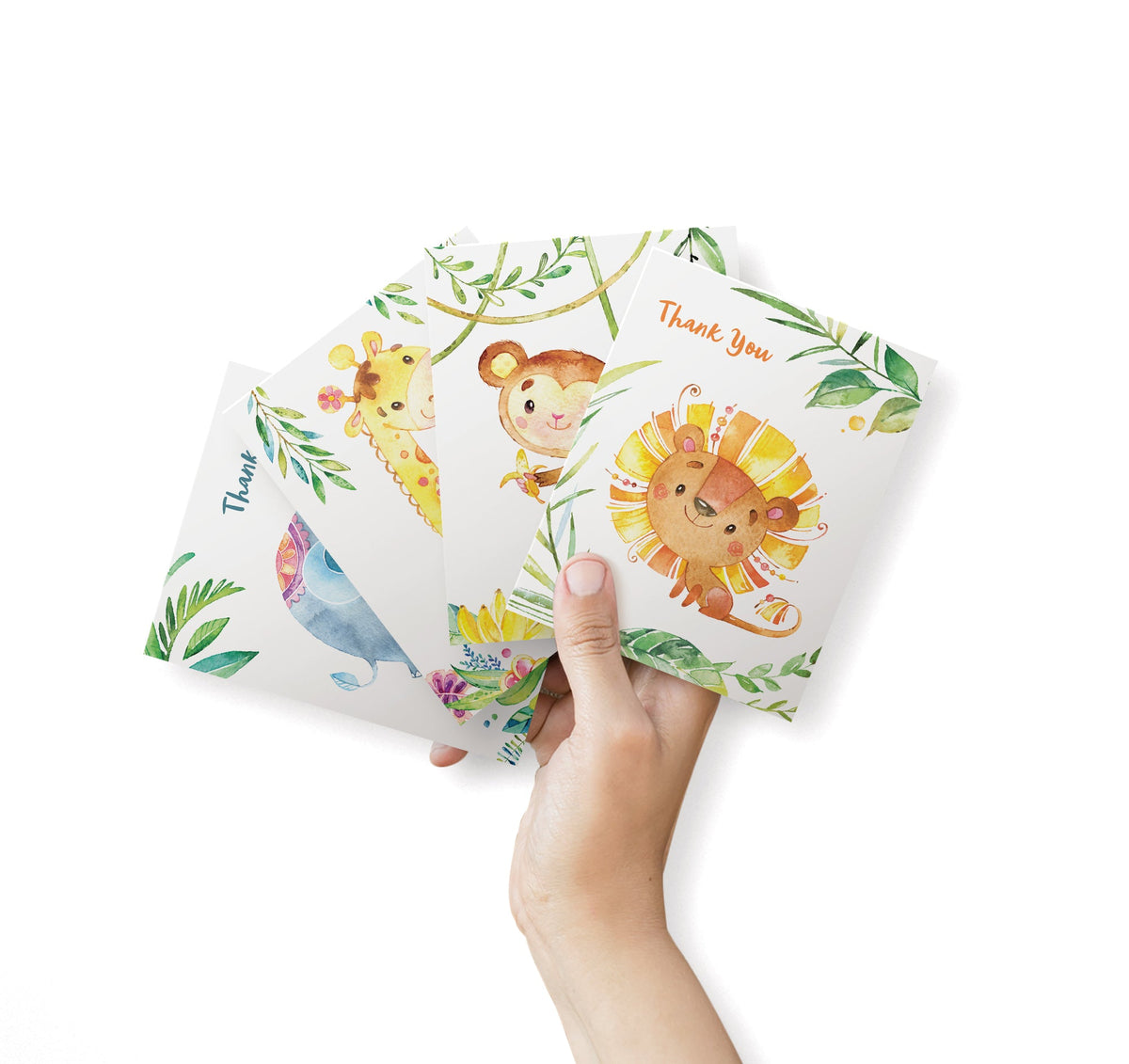 Jungle Jubilee Baby Shower Thank You Cards, set of 12 with envelopes, Twigs Paper - view 3