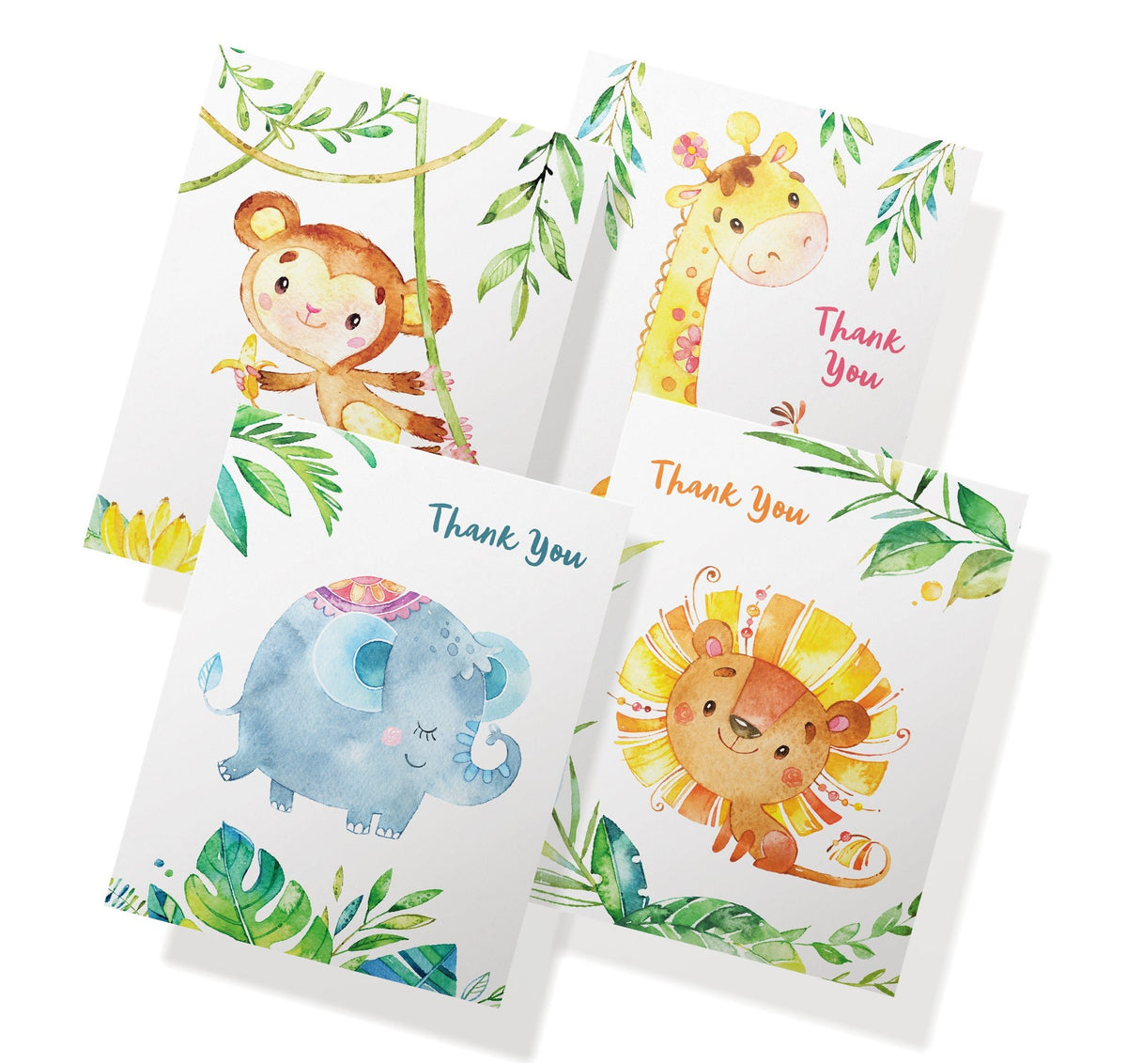 Jungle Jubilee Baby Shower Thank You Cards, set of 12 with envelopes, Twigs Paper - view 2