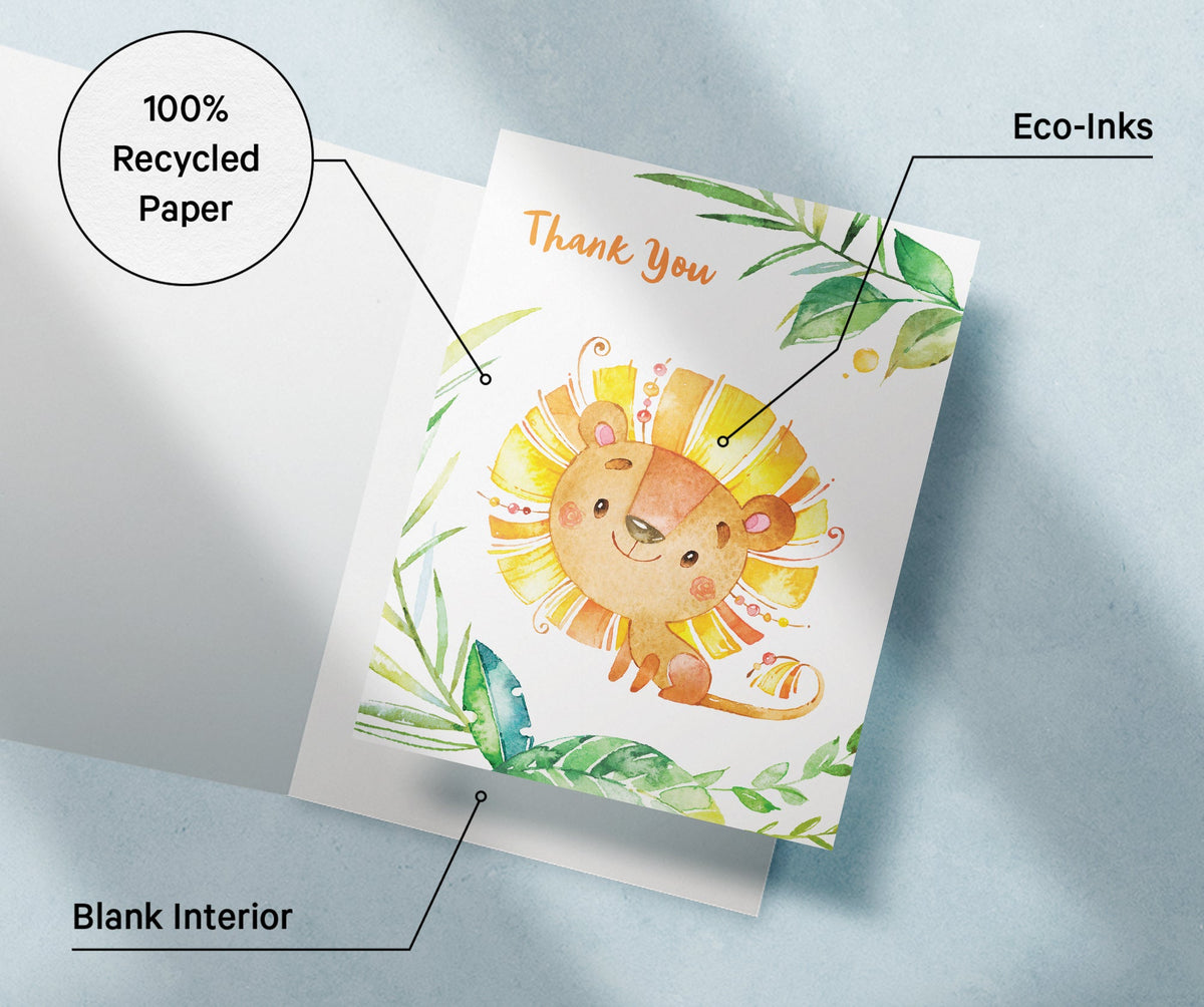 Jungle Jubilee Baby Shower Thank You Cards, set of 12 with envelopes, Twigs Paper - view 7