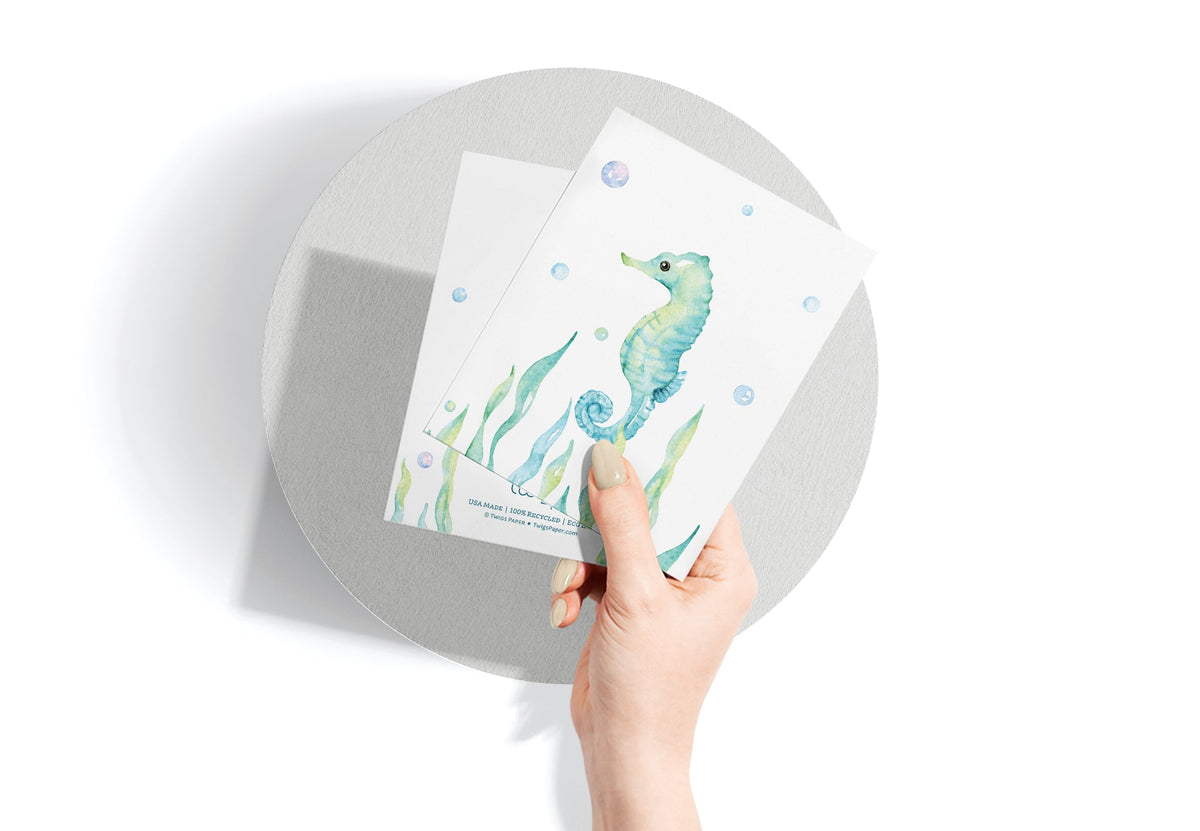 Marine Wonders Ocean Animal Greeting Cards, set of 12 with envelopes, Twigs Paper - view 7