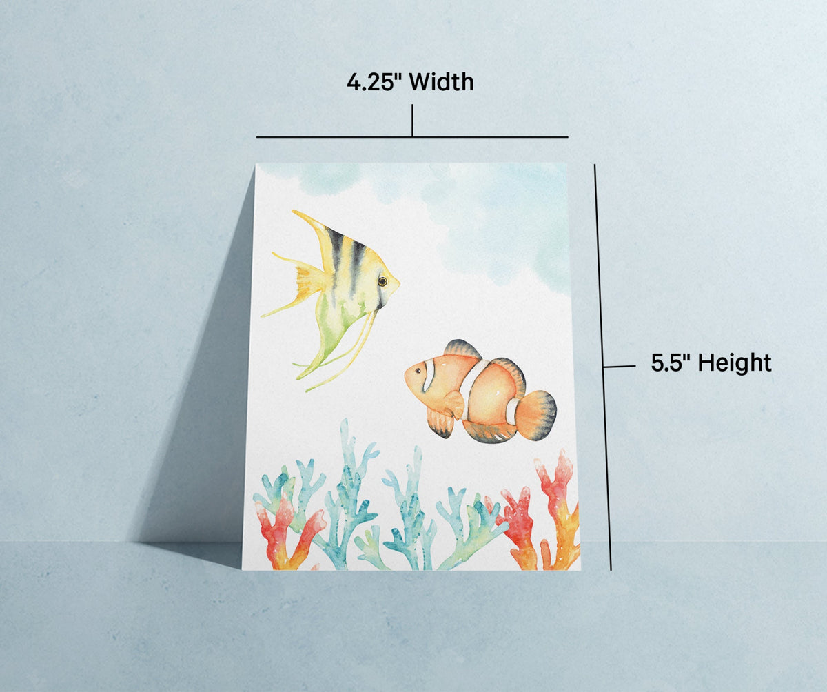 Marine Wonders Ocean Animal Greeting Cards, set of 12 with envelopes, Twigs Paper - view 10
