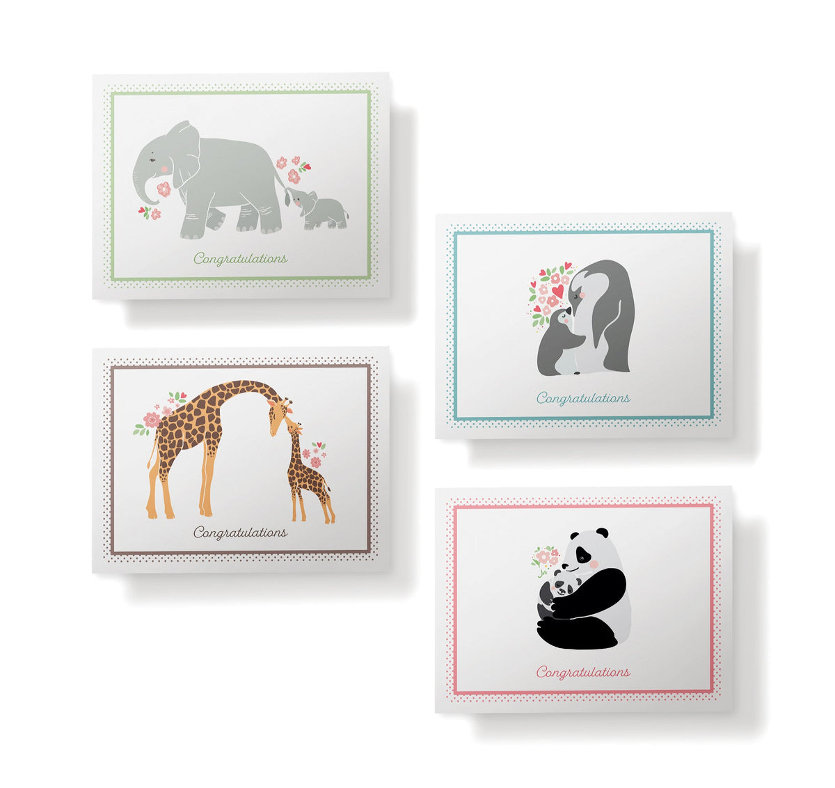 Mother & Baby Animal Congratulations Cards, set of 12 with envelopes, Twigs Paper - view 4