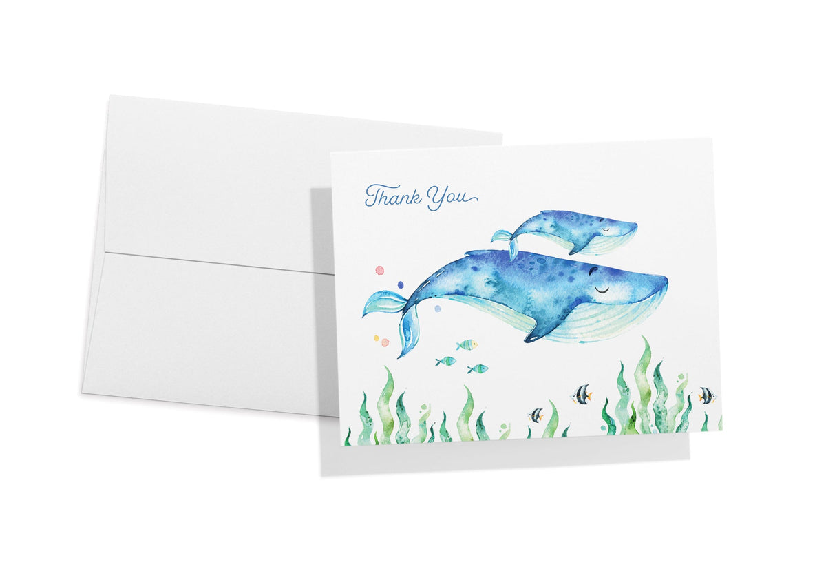 Ocean Tidings Sea Life Thank You Cards, set of 12 with envelopes, Twigs Paper - view 5