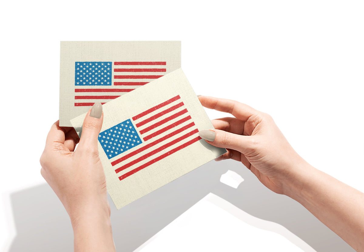 Old Glory American Flag Note Cards, set of 12 with envelopes, Twigs Paper - view 5