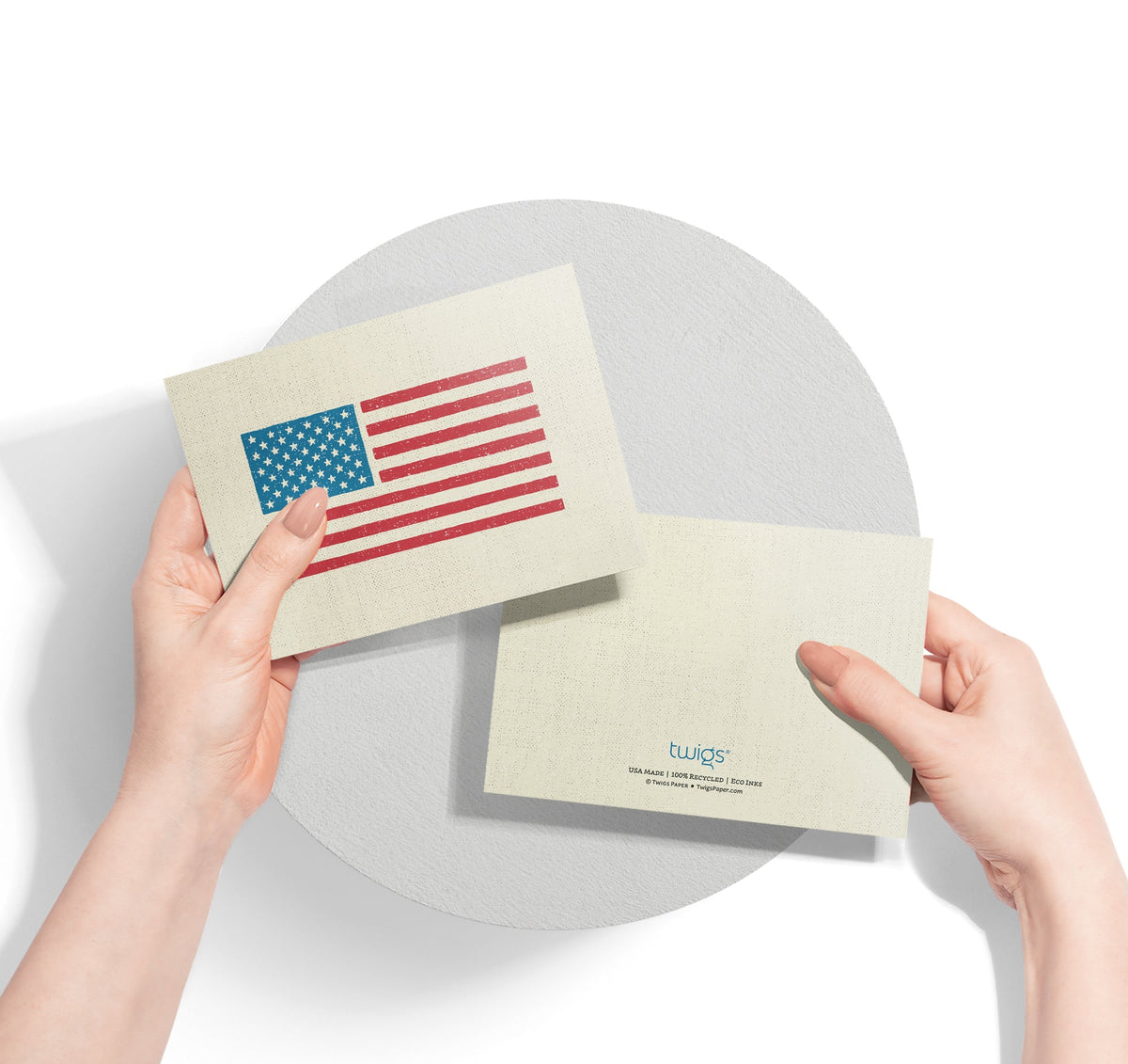 Old Glory American Flag Note Cards, set of 12 with envelopes, Twigs Paper - view 3