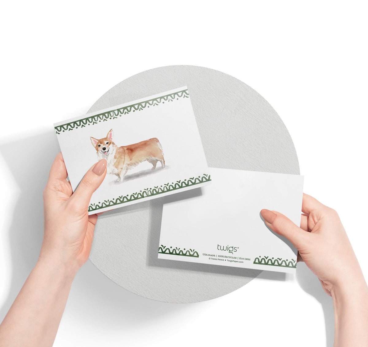 Pembroke Welsh Corgi Watercolor Dog Greeting Cards, set of 12 with envelopes, Twigs Paper - view 3