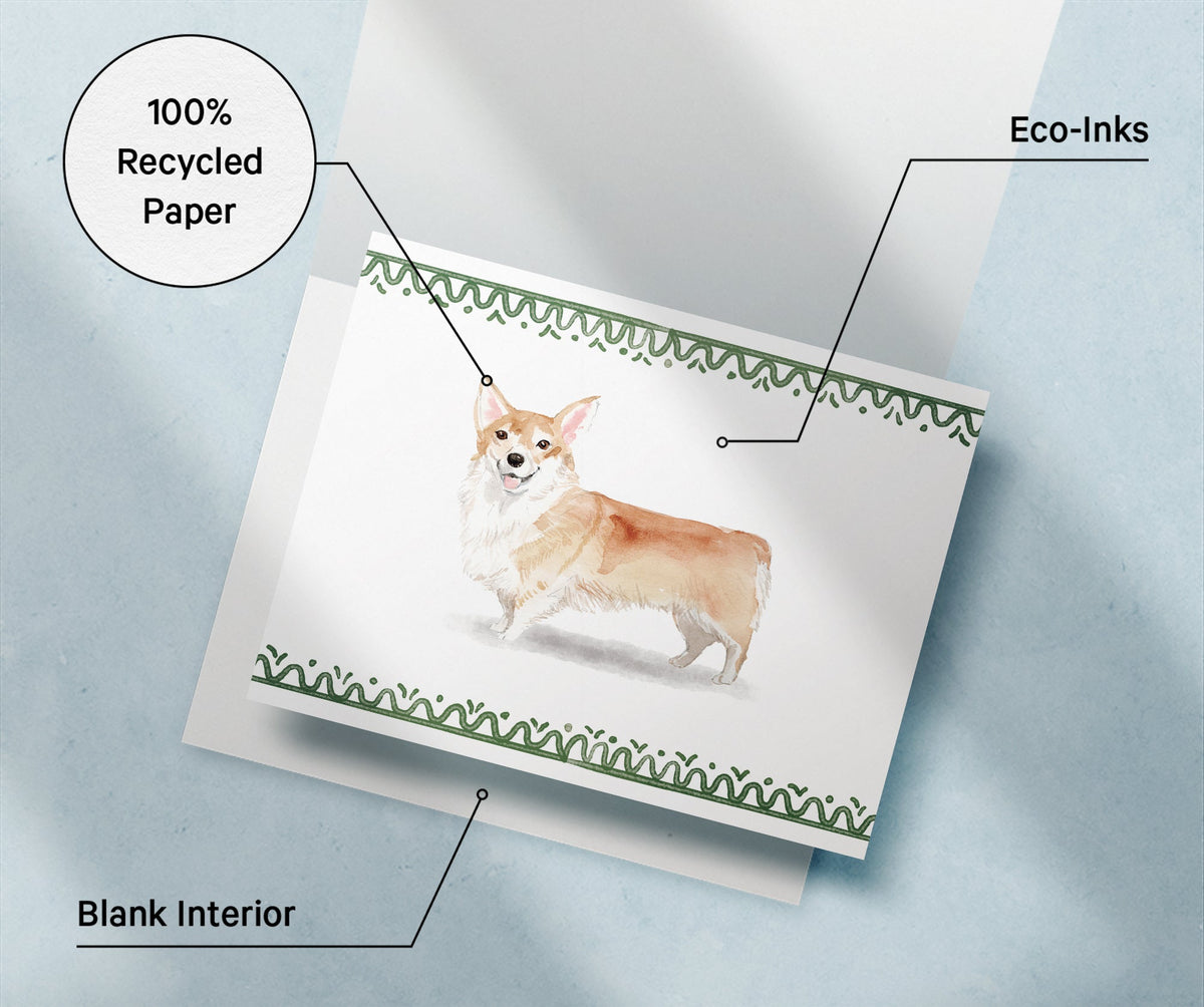 Pembroke Welsh Corgi Watercolor Dog Greeting Cards, set of 12 with envelopes, Twigs Paper - view 6