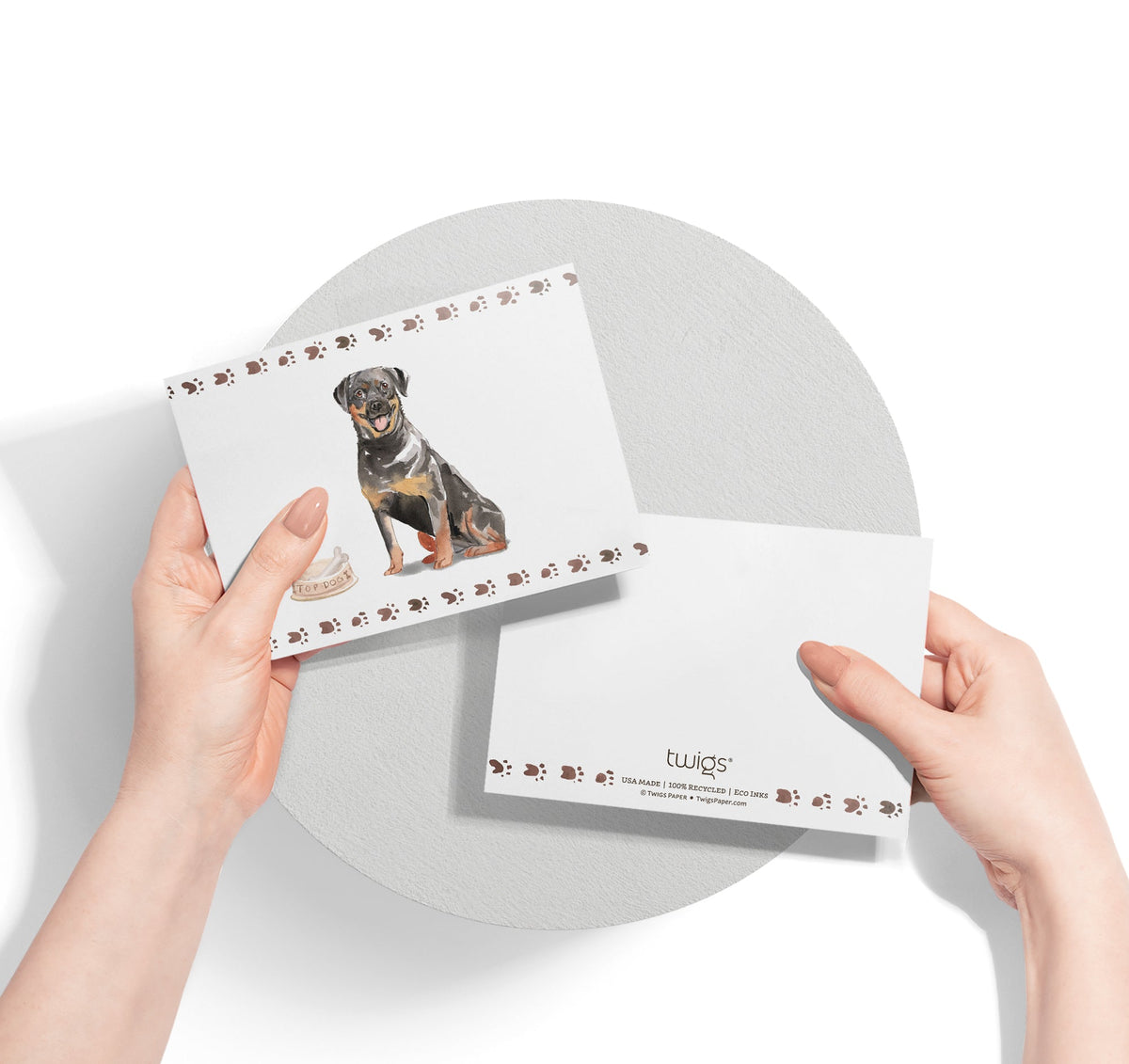 Rottweiler Watercolor Dog Greeting Cards, set of 12 with envelopes, Twigs Paper - view 3