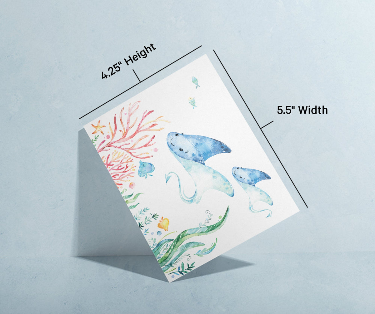 Sea Life Wonders Ocean Baby Shower Cards, set of 12 with envelopes, Twigs Paper - view 10