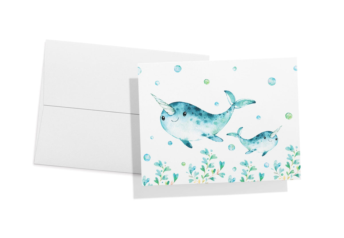Sea Life Wonders Ocean Baby Shower Cards, set of 12 with envelopes, Twigs Paper - view 6