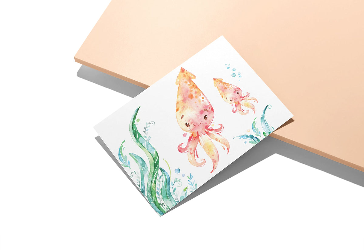 Sea Life Wonders Ocean Baby Shower Cards, set of 12 with envelopes, Twigs Paper - view 8