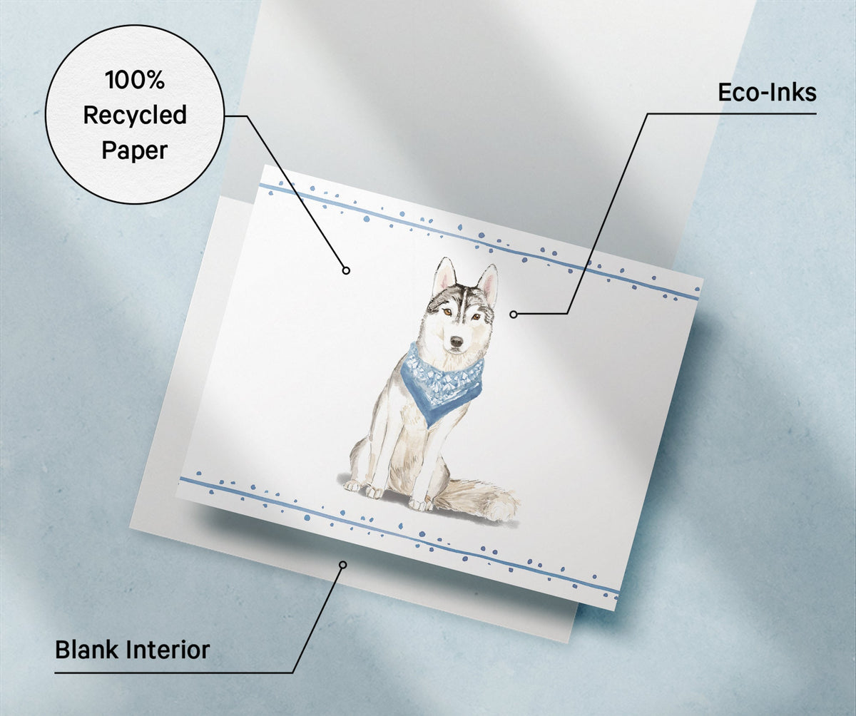 Siberian Husky Watercolor Dog Greeting Cards, set of 12 with envelopes, Twigs Paper - view 6