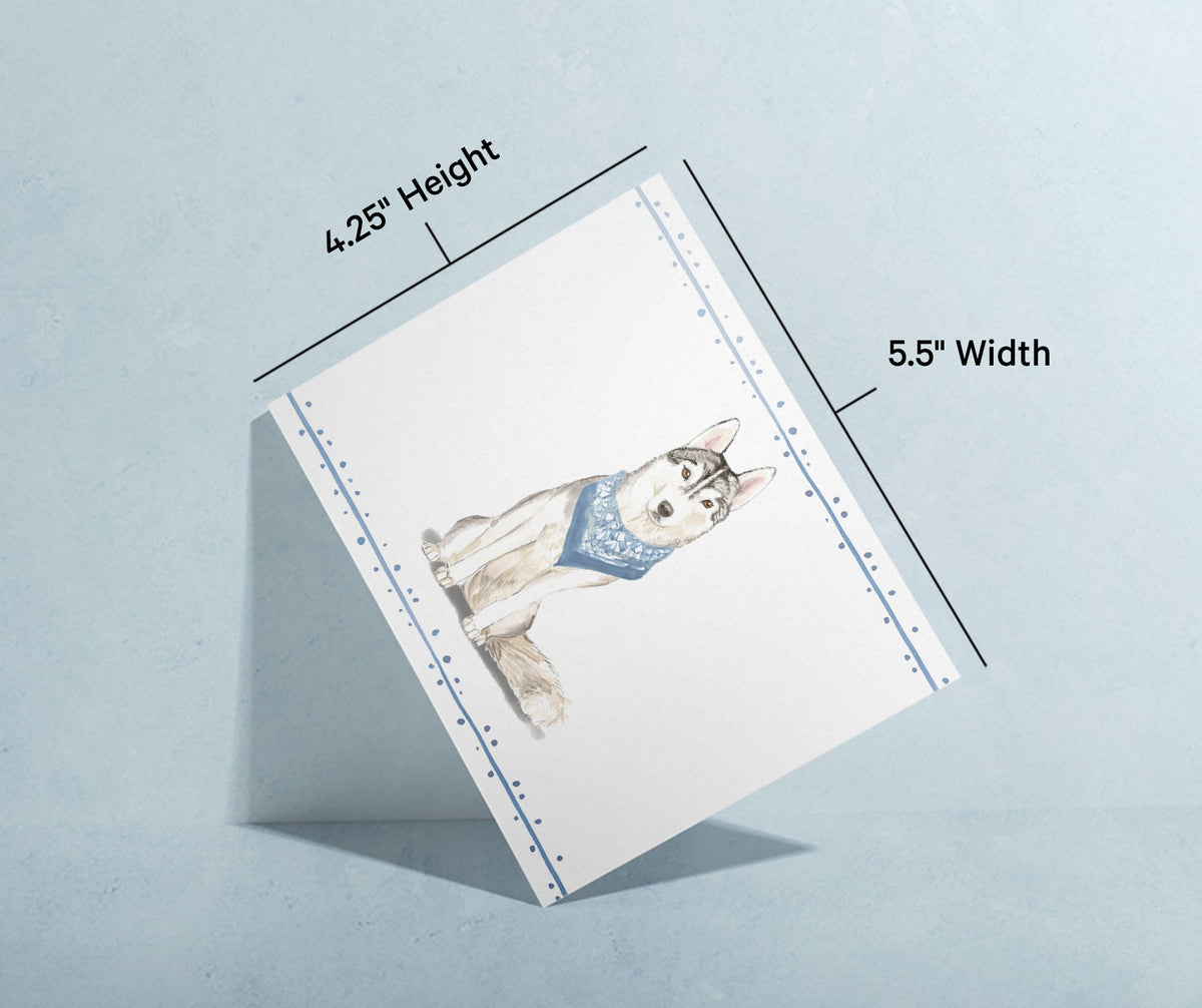 Siberian Husky Watercolor Dog Greeting Cards, set of 12 with envelopes, Twigs Paper - view 7
