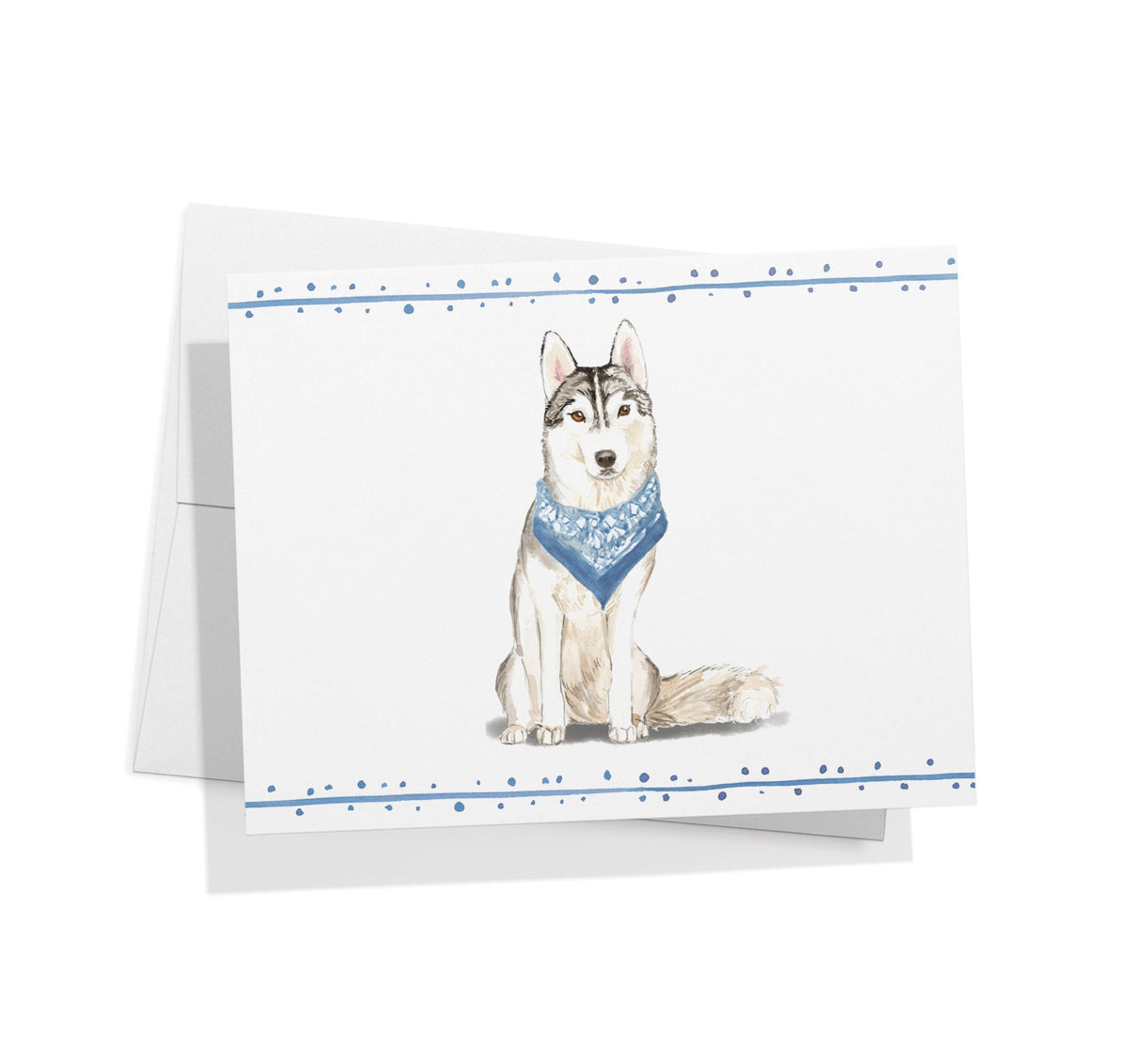Siberian Husky Watercolor Dog Greeting Cards, set of 12 with envelopes, Twigs Paper - view 2