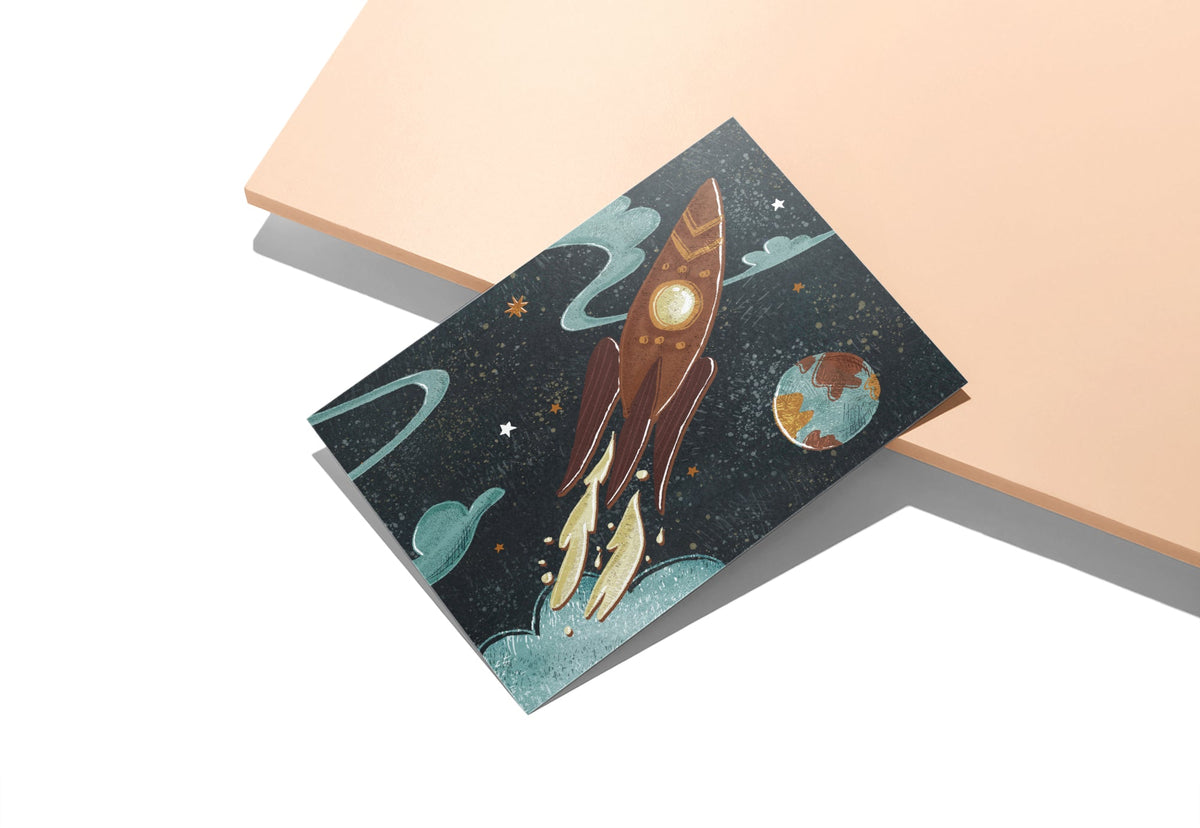Space Odyssey Outer Space Greeting Cards for Kids, set of 12 with envelopes, Twigs Paper - view 7
