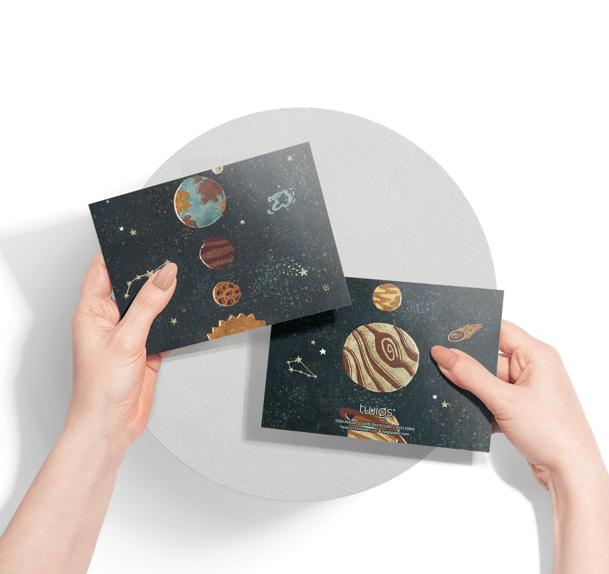 Space Odyssey Outer Space Greeting Cards for Kids, set of 12 with envelopes, Twigs Paper - view 6