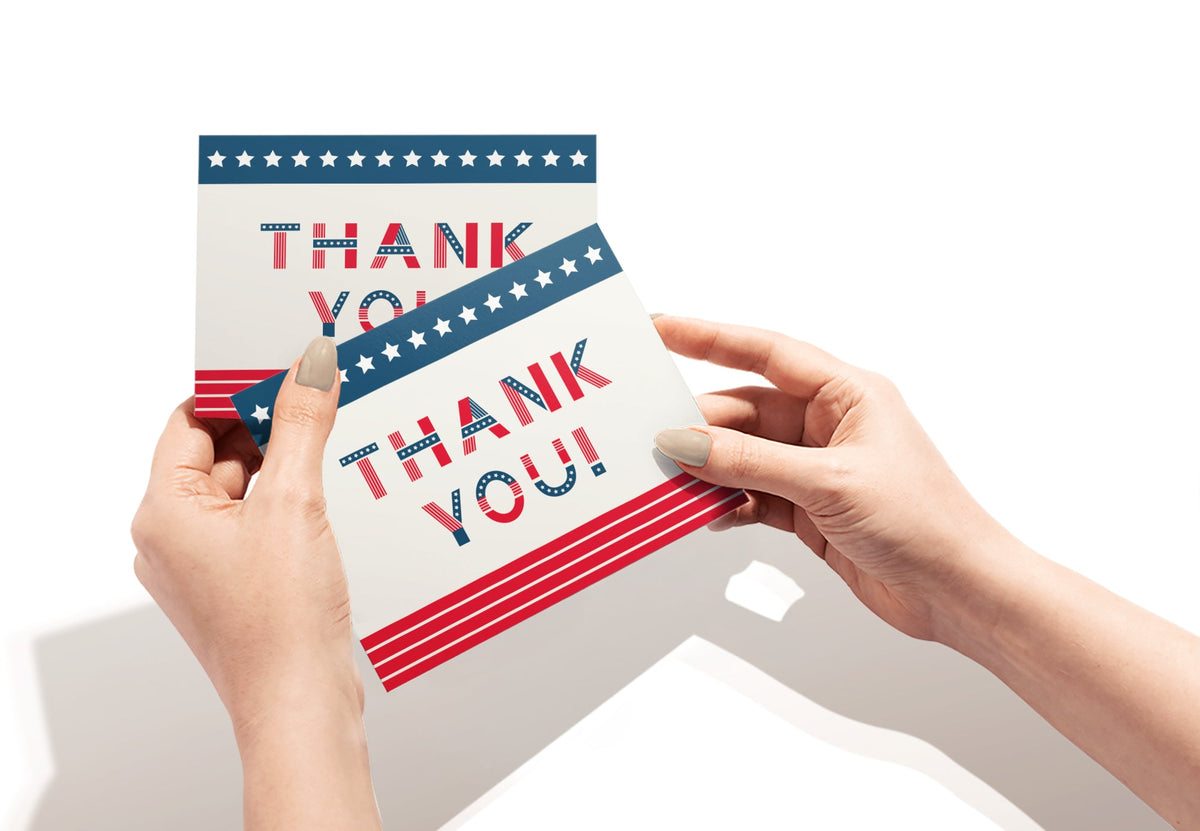 Stars & Stripes Patriotic Thank You Cards, set of 12 with envelopes, Twigs Paper - view 5
