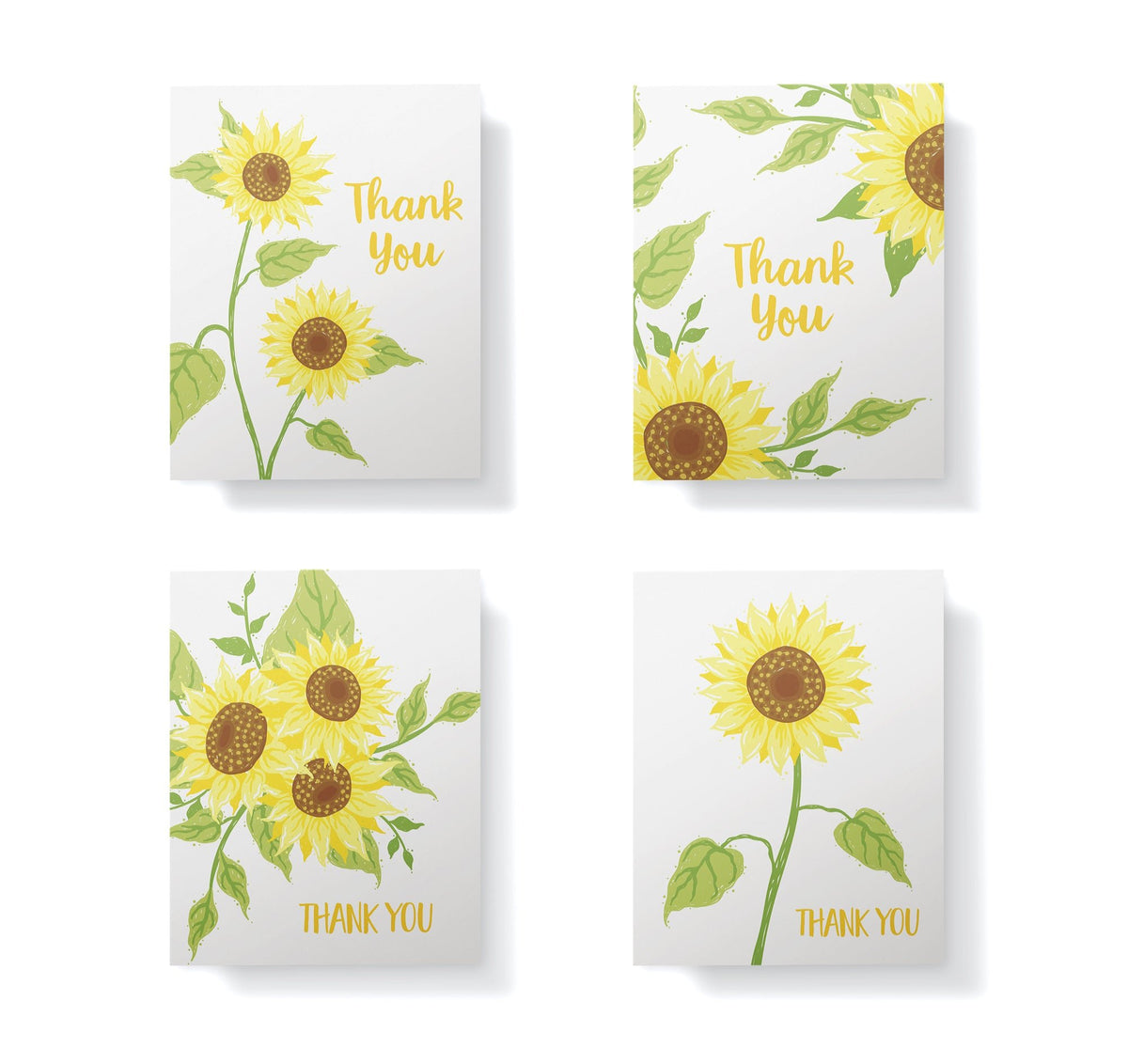 Sunflower Gratitude Floral Thank You Cards, set of 12 with envelopes, Twigs Paper - view 4