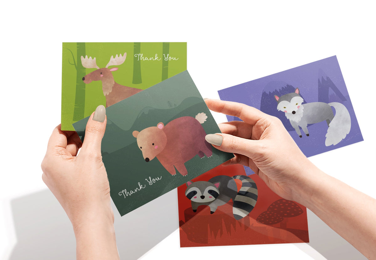 Woodland Critters Animal Greeting Cards, set of 12 with envelopes, Twigs Paper - view 3