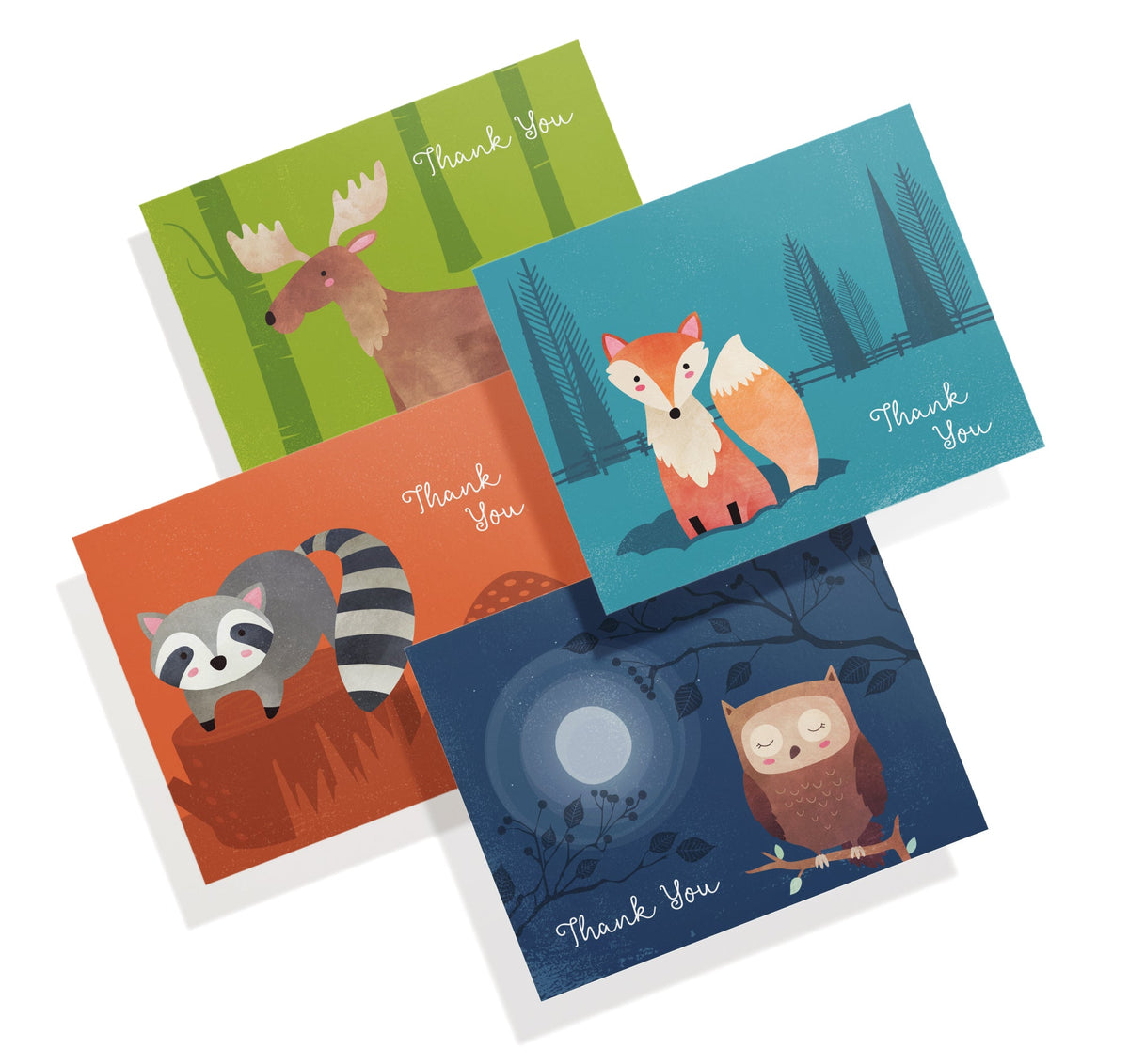 Woodland Critters Animal Greeting Cards, set of 12 with envelopes, Twigs Paper - view 2