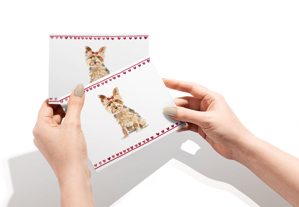 Yorkshire Terrier Watercolor Dog Greeting Cards, set of 12 with envelopes, Twigs Paper - view 5