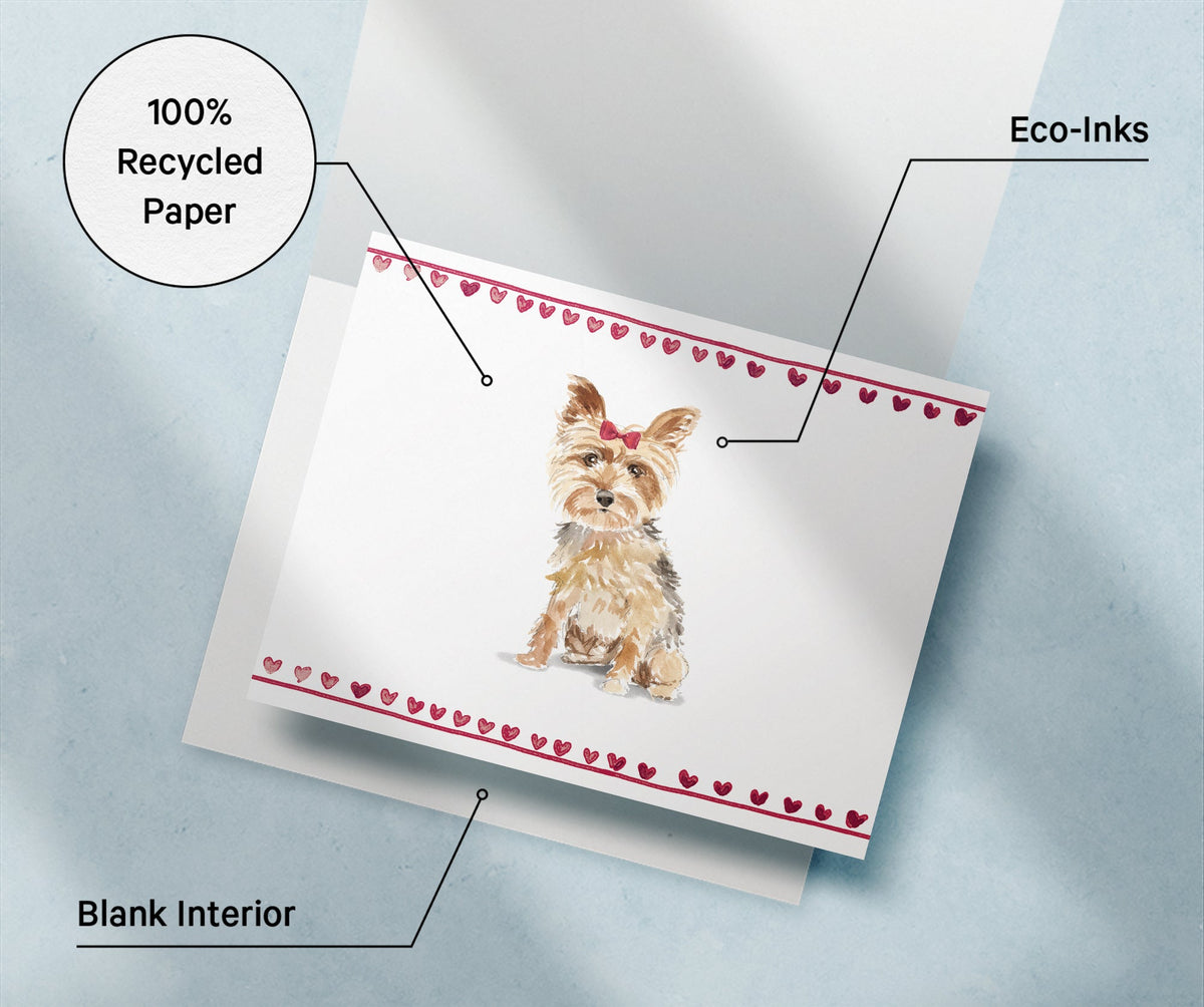 Yorkshire Terrier Watercolor Dog Greeting Cards, set of 12 with envelopes, Twigs Paper - view 6