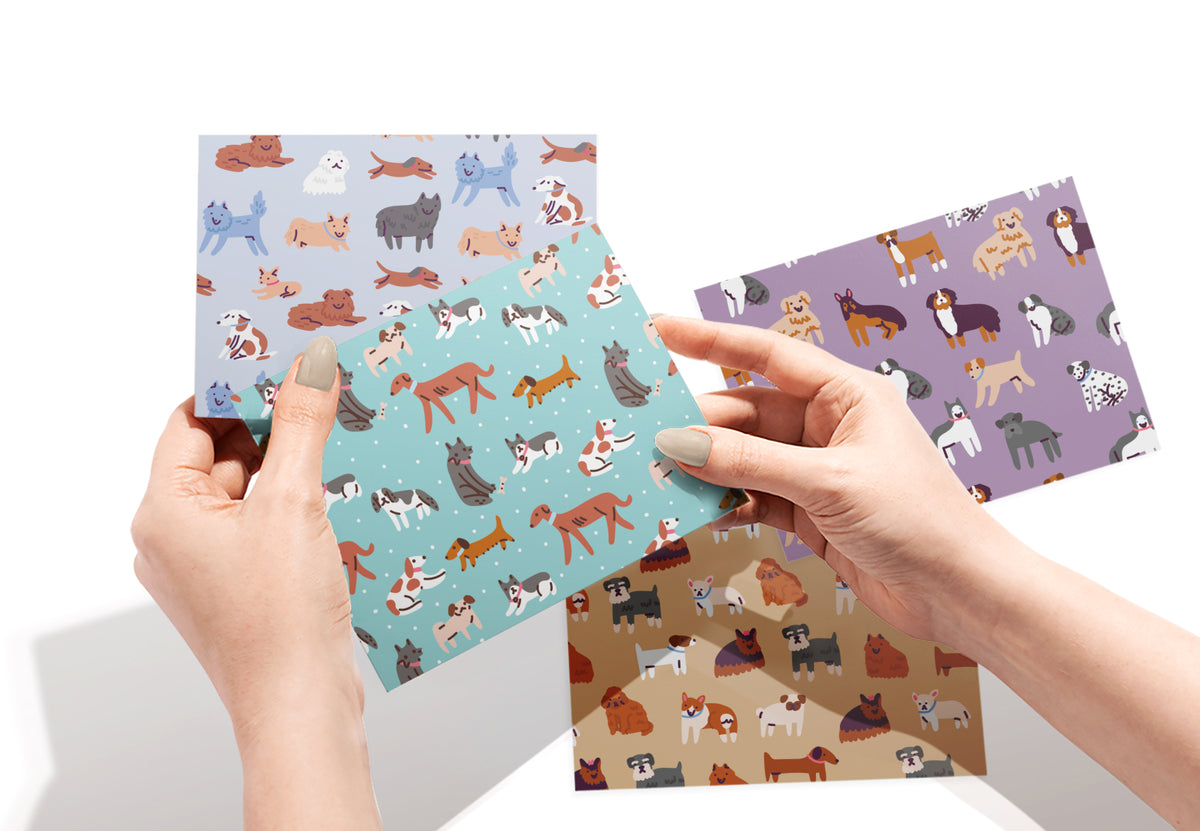 Paw Prints Dog Greeting Cards, set of 12 with envelopes, Twigs Paper - view 2