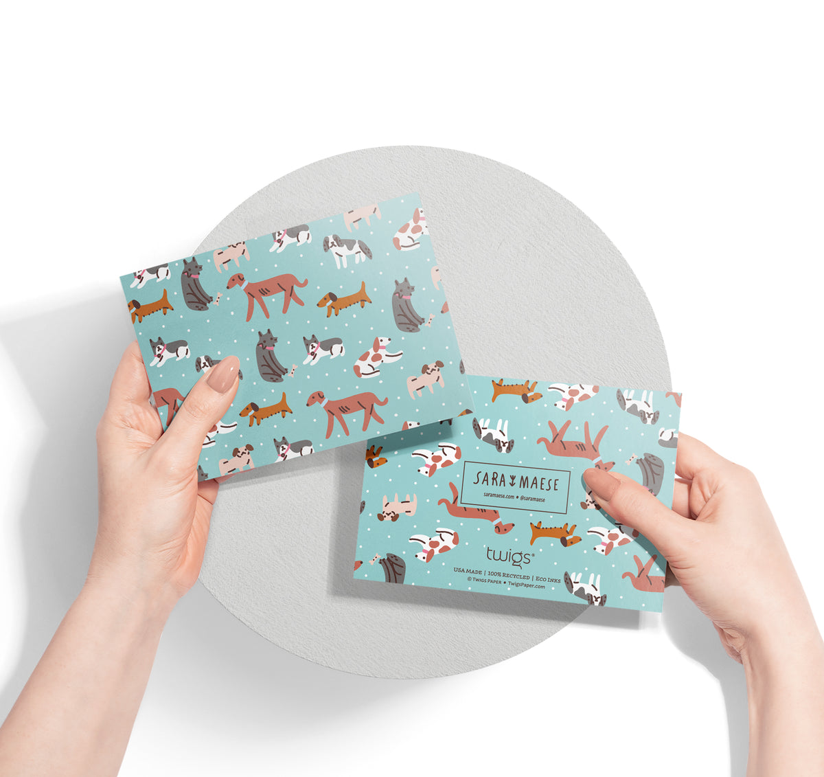 Paw Prints Dog Greeting Cards, set of 12 with envelopes, Twigs Paper - view 4