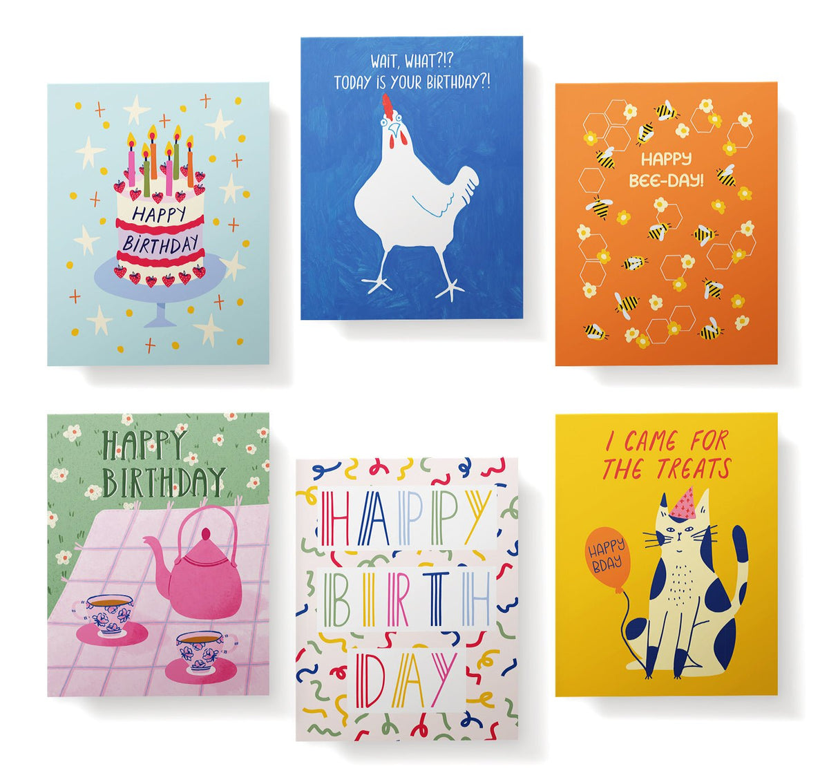 Artful Birthdays Illustrated Birthday Cards, set of 12 with envelopes, Twigs Paper - view 3