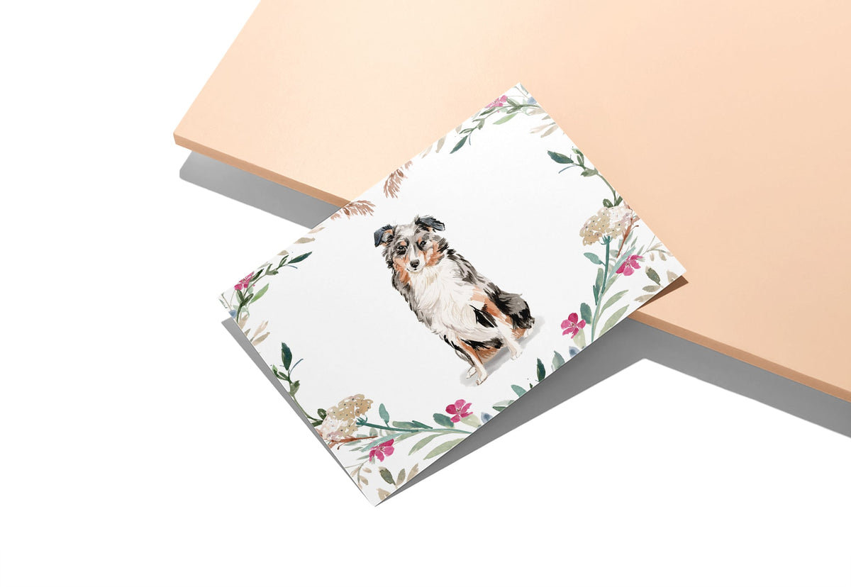 Australian Shepherd Watercolor Dog Greeting Cards, set of 12 with envelopes, Twigs Paper - view 4