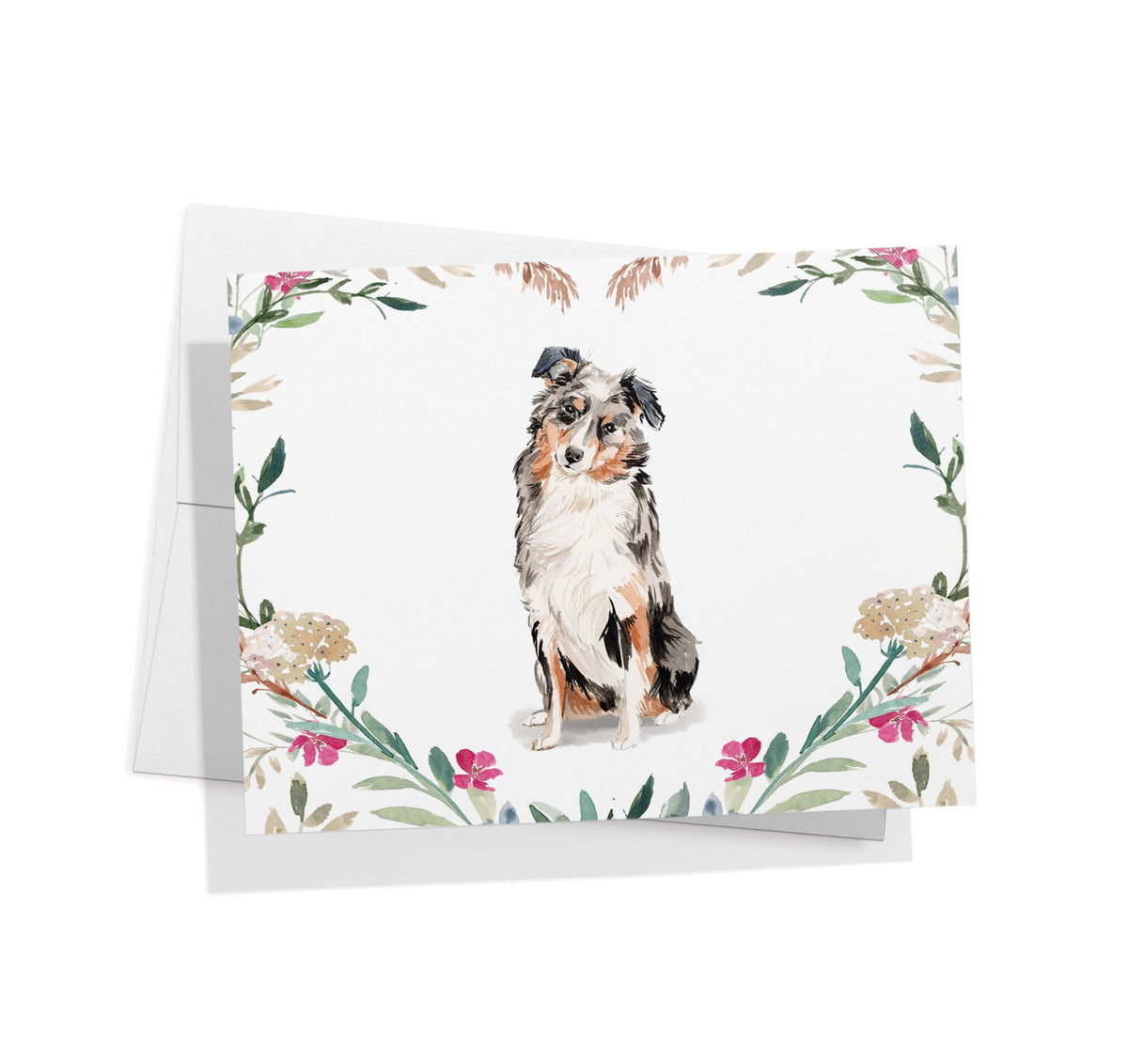 Australian Shepherd Watercolor Dog Greeting Cards, set of 12 with envelopes, Twigs Paper - view 2